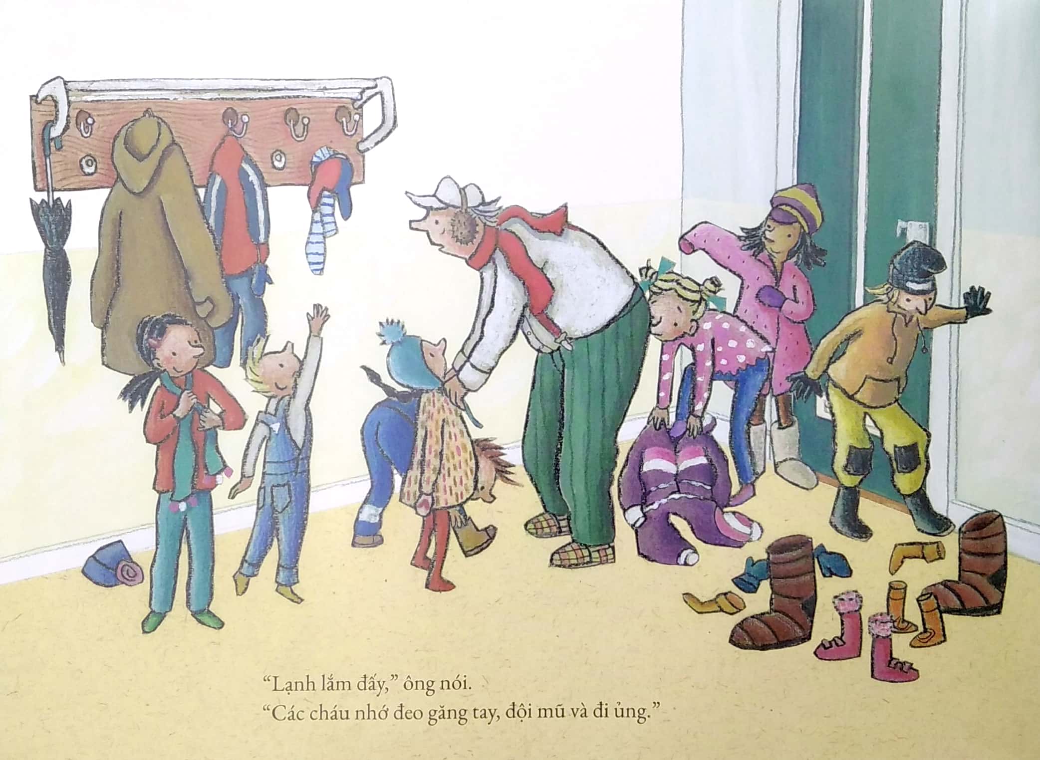 ông vui tính - cháu tinh nghịch - vui đùa trên tuyết