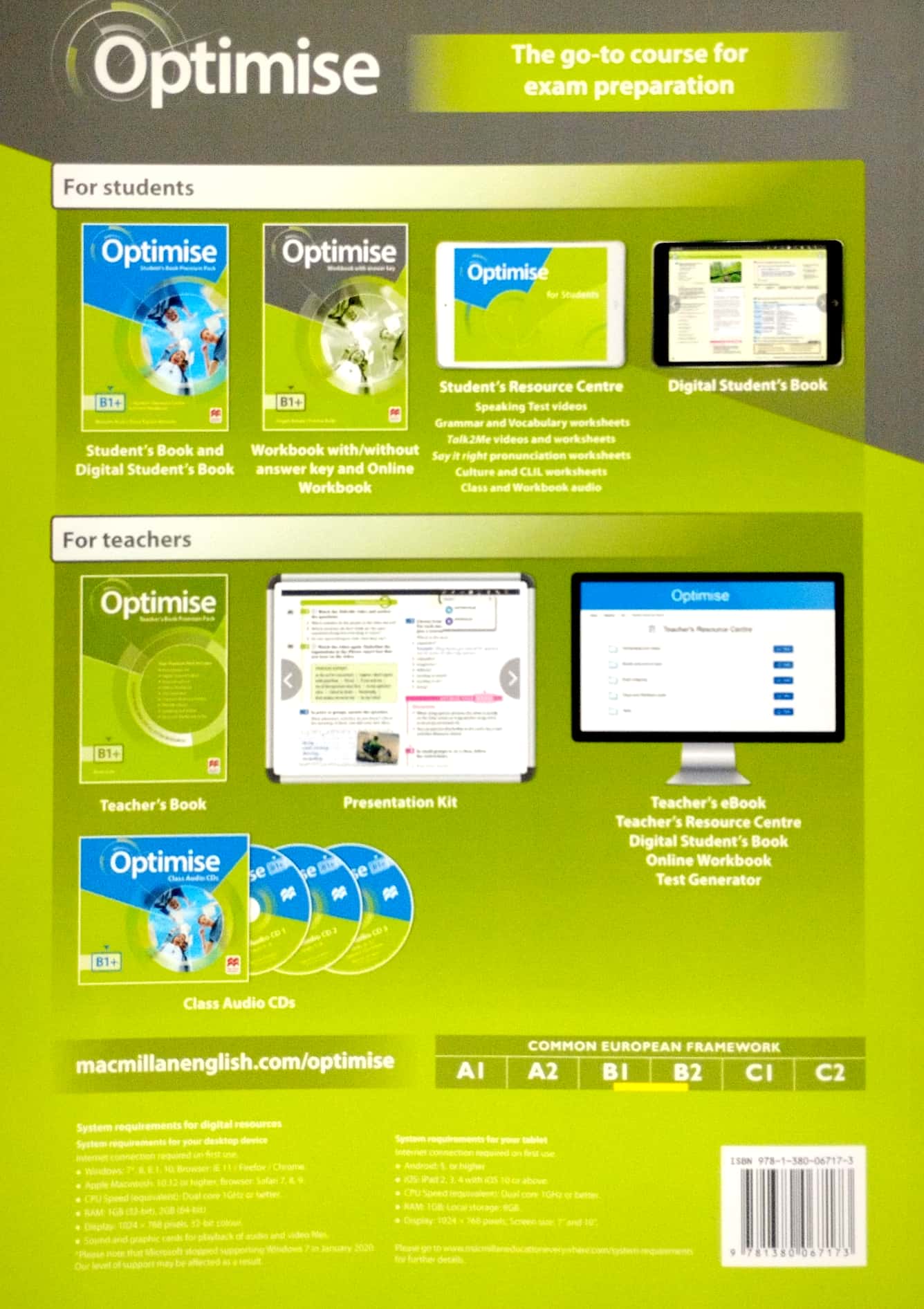 optimise b1+ workbook with key and digital workbook