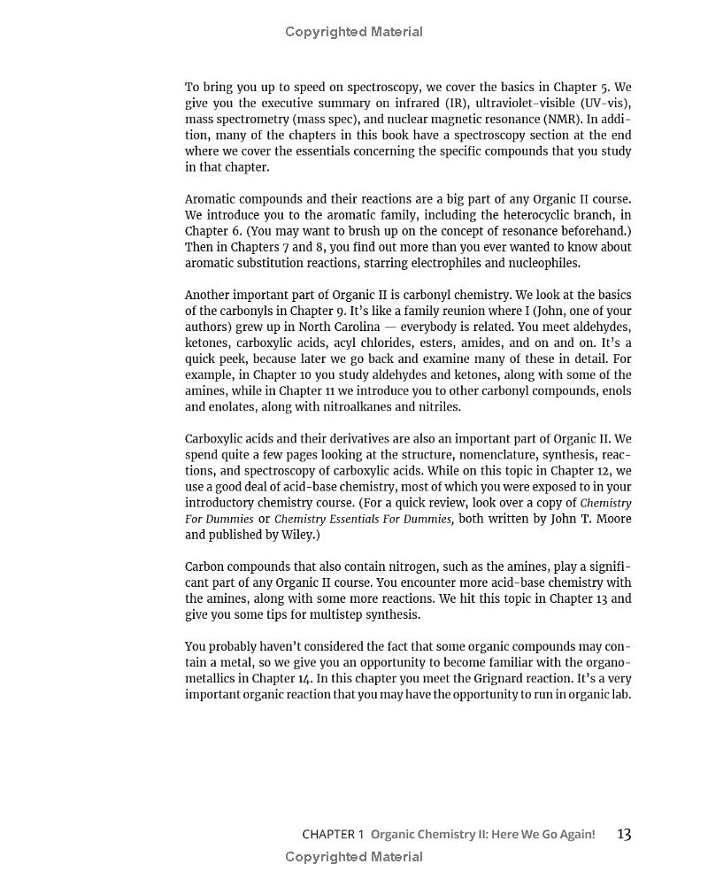 organic chemistry ii for dummies