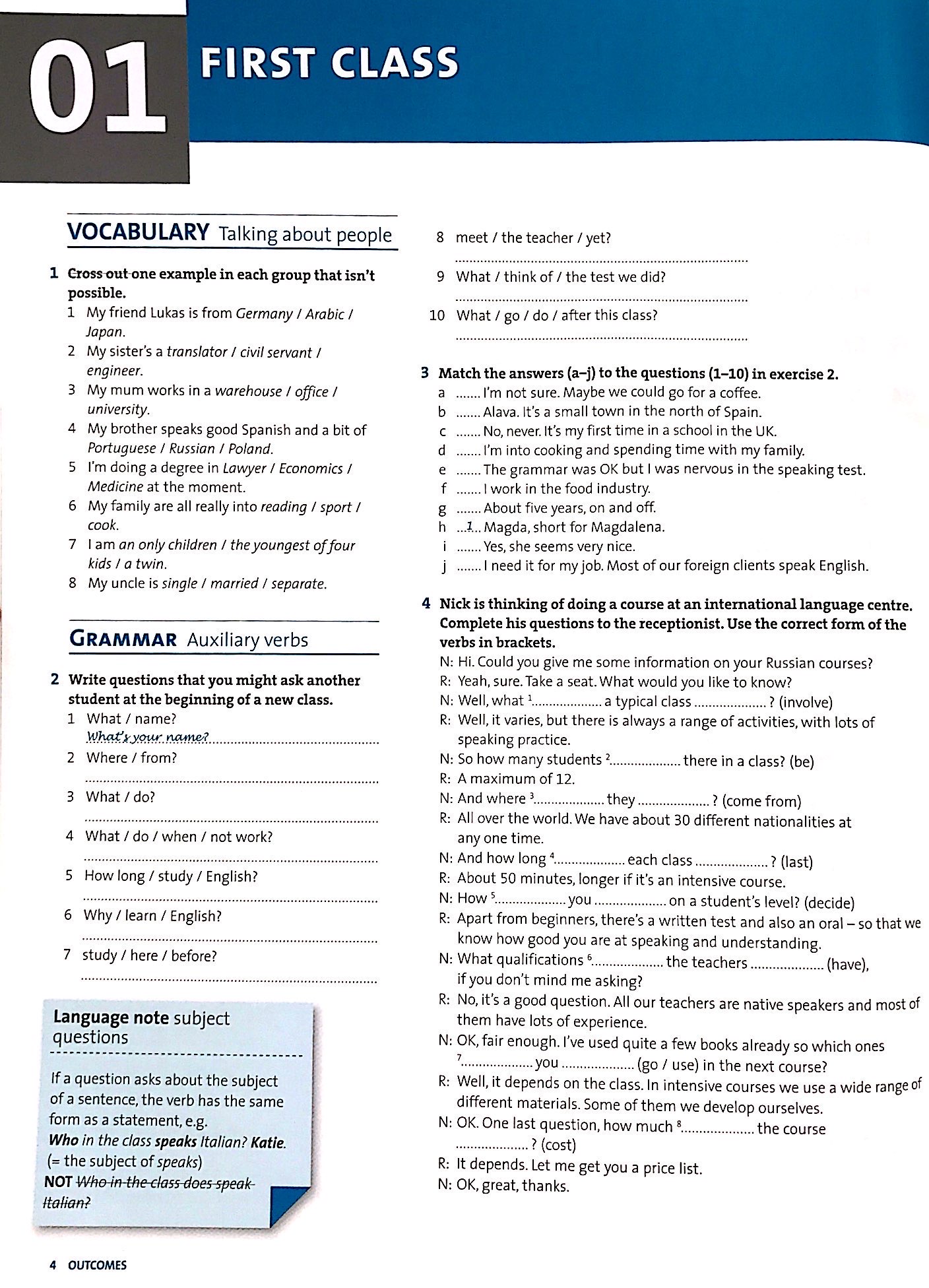 outcomes intermediate: workbook