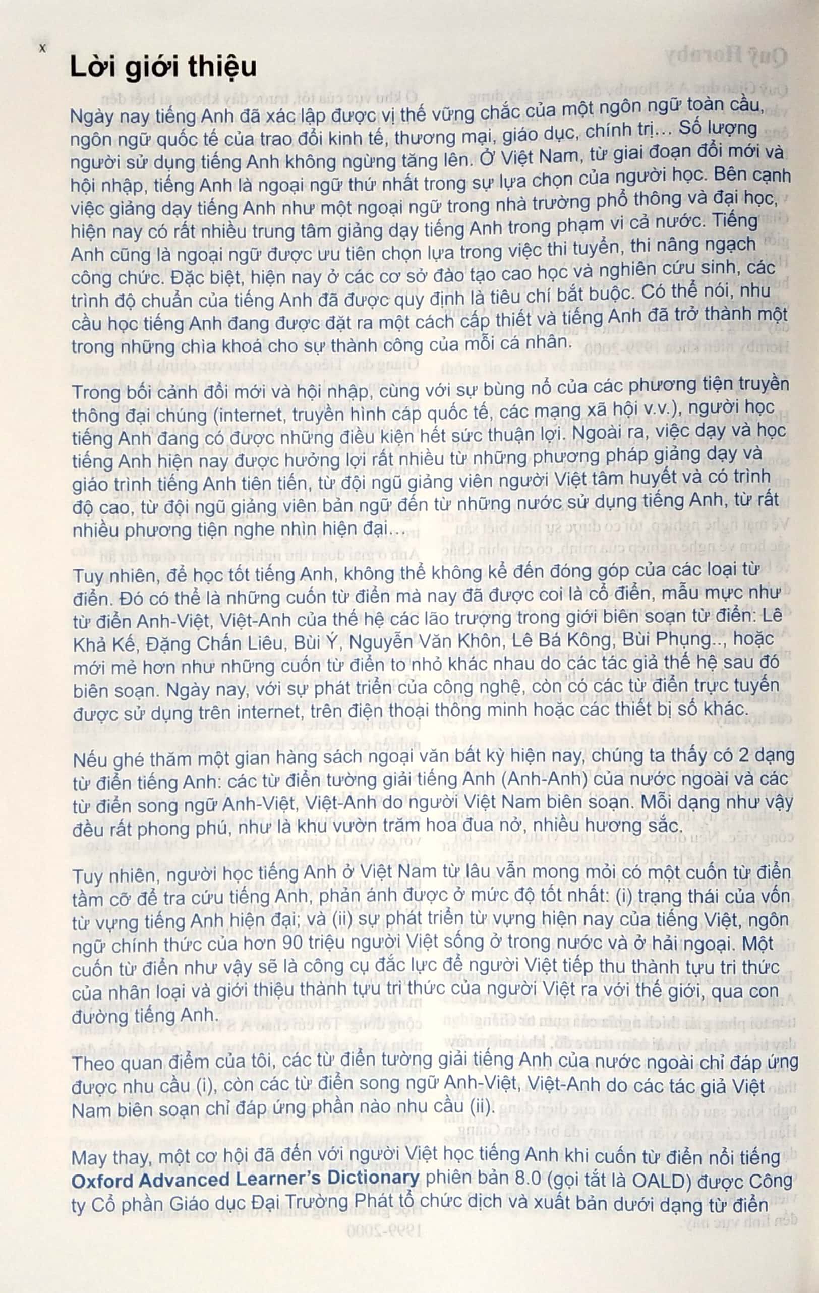 oxford advanced learner's dictionary with vietnamese translation (hardback)