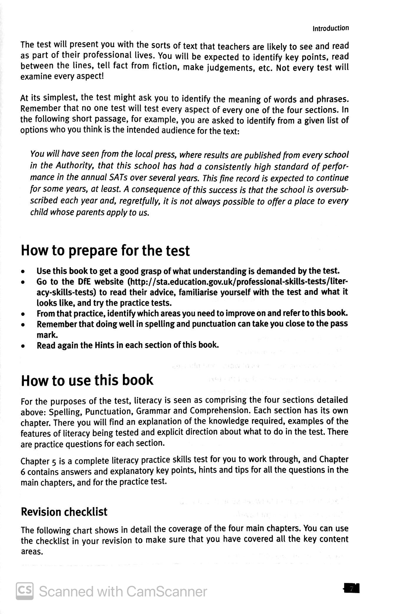 passing the literacy skills test