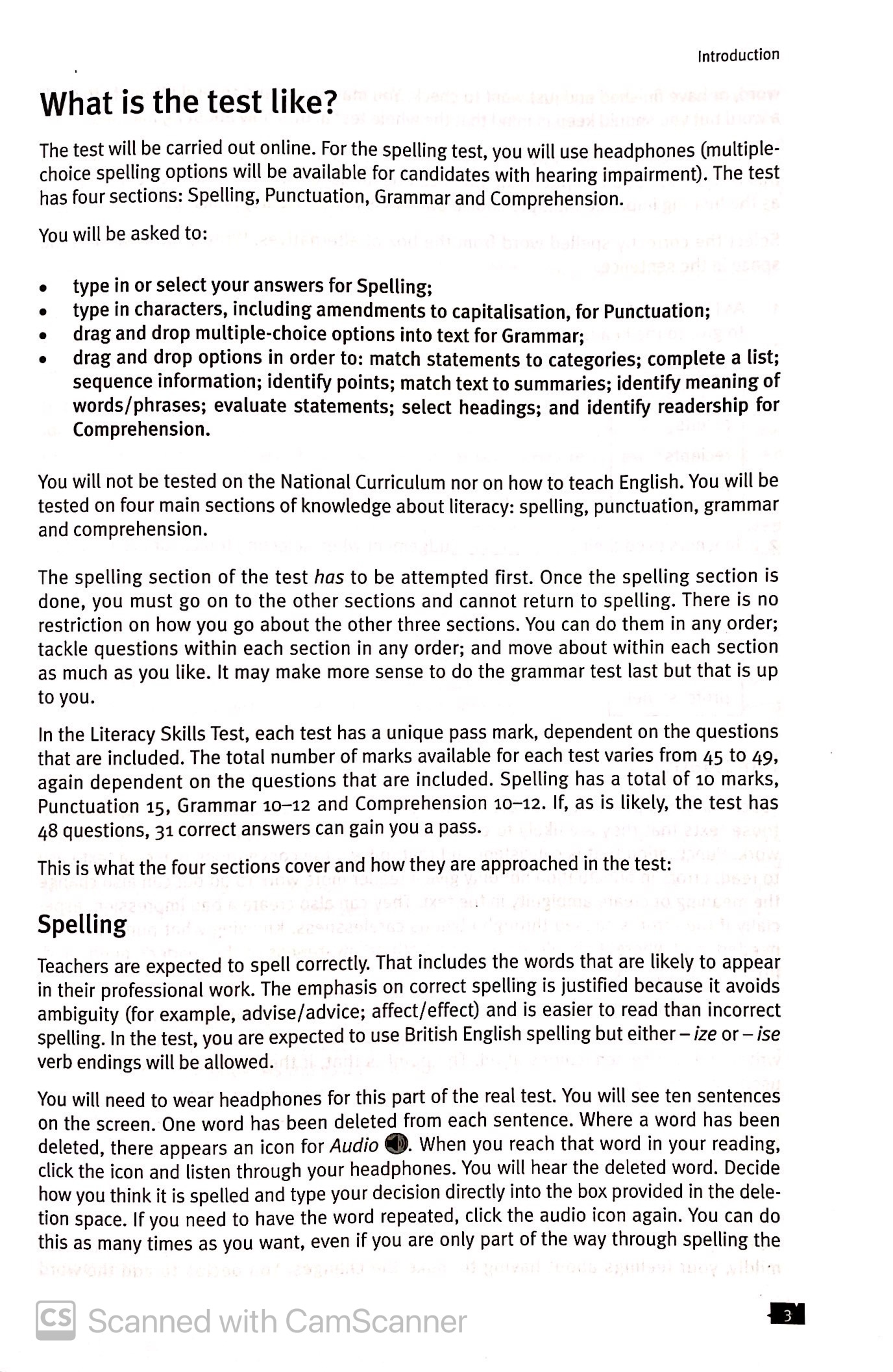 passing the literacy skills test