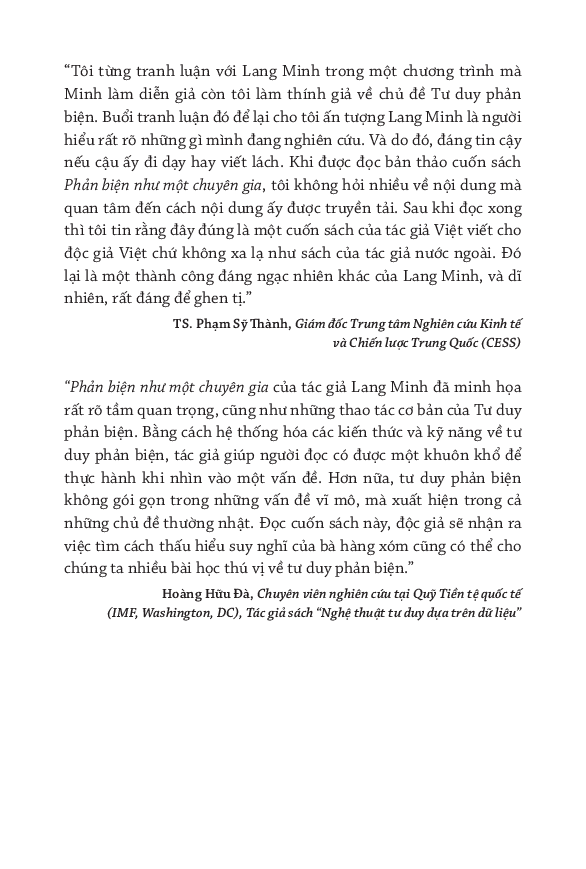 phản biện như một chuyên gia - lập luận sắc bén và tư duy hiệu quả