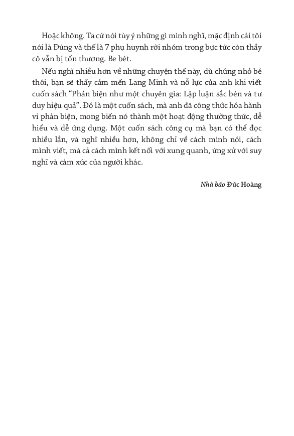 phản biện như một chuyên gia - lập luận sắc bén và tư duy hiệu quả