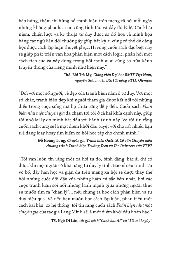 phản biện như một chuyên gia - lập luận sắc bén và tư duy hiệu quả