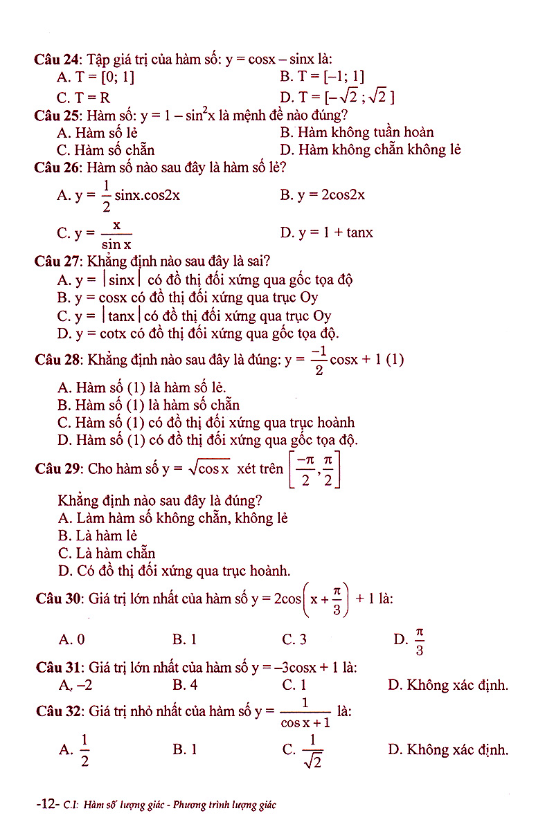 phân dạng và phương pháp giải các dạng bài tập trắc nghiệm đại số - giải tích 11
