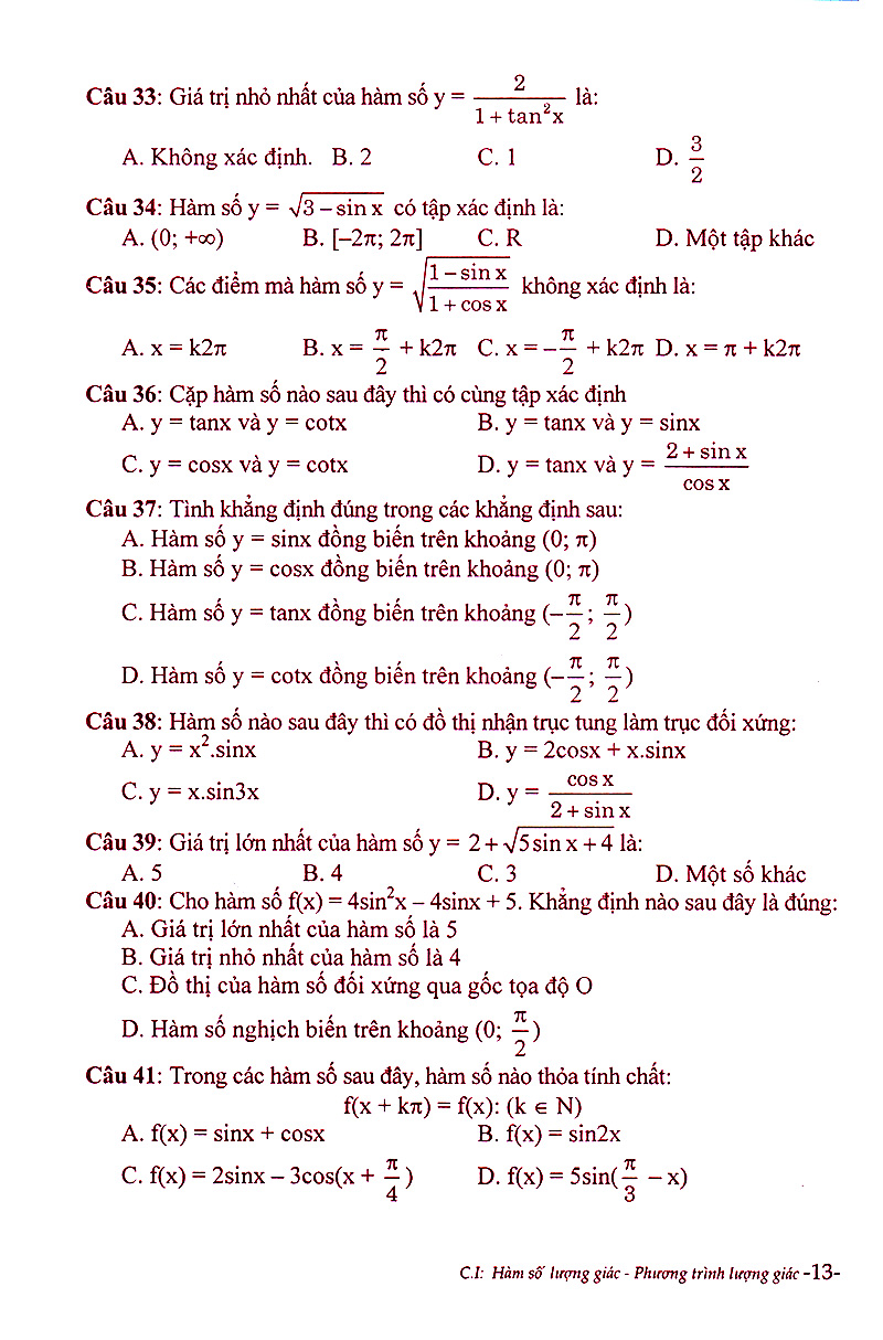 phân dạng và phương pháp giải các dạng bài tập trắc nghiệm đại số - giải tích 11
