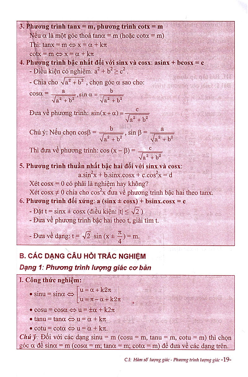 phân dạng và phương pháp giải các dạng bài tập trắc nghiệm đại số - giải tích 11