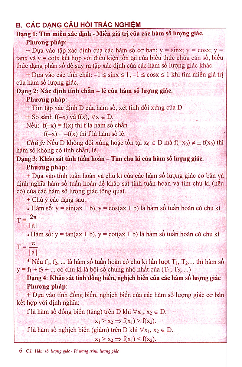 phân dạng và phương pháp giải các dạng bài tập trắc nghiệm đại số - giải tích 11