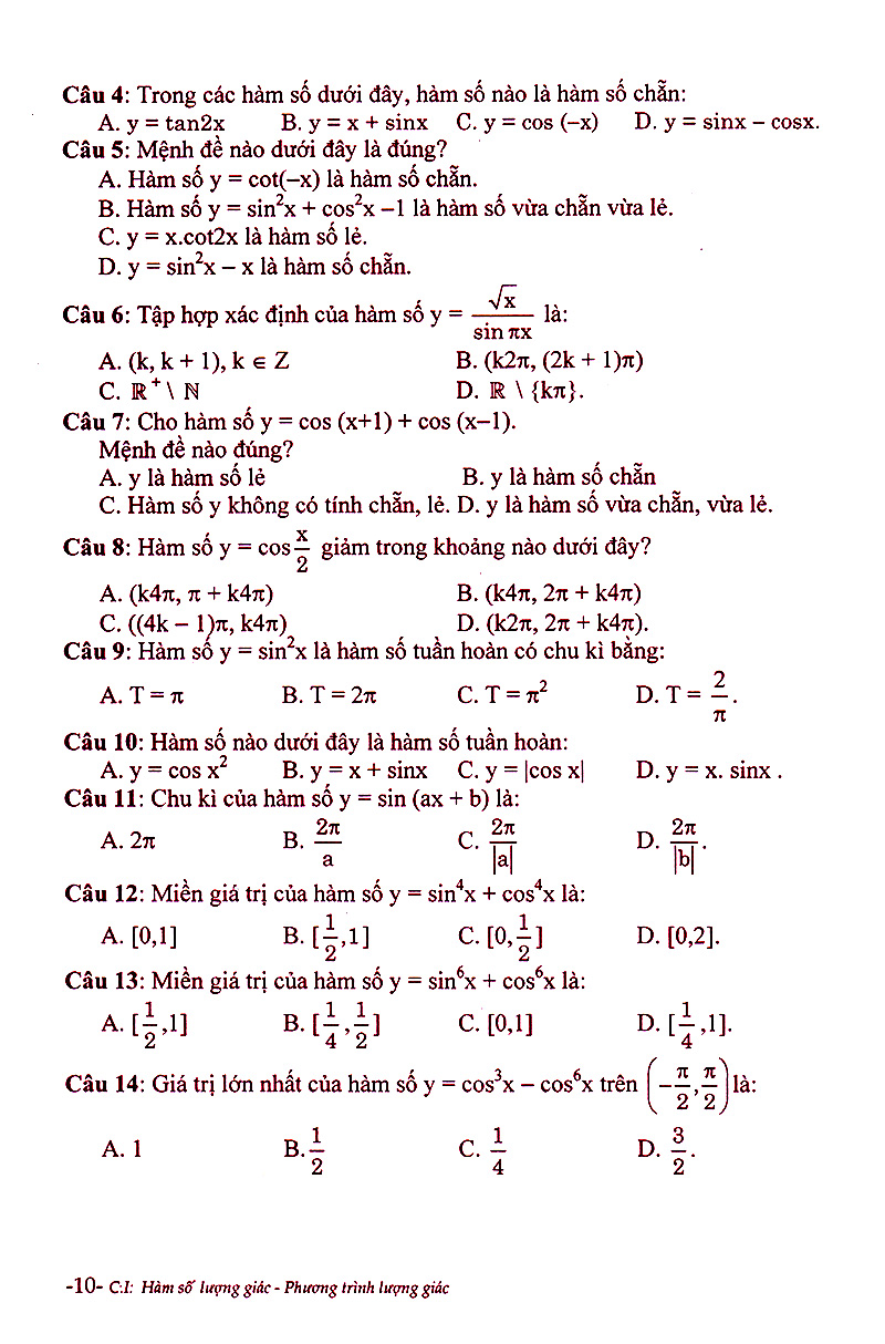 phân dạng và phương pháp giải các dạng bài tập trắc nghiệm đại số - giải tích 11