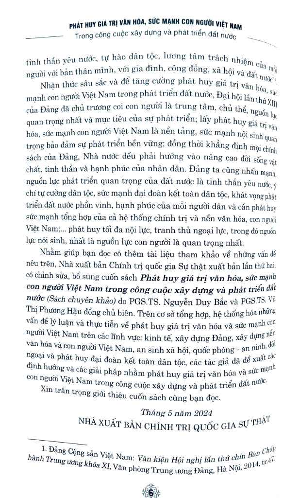 phát huy giá trị văn hóa, sức mạnh con người việt nam trong công cuộc xây dựng và phát triển đất nước