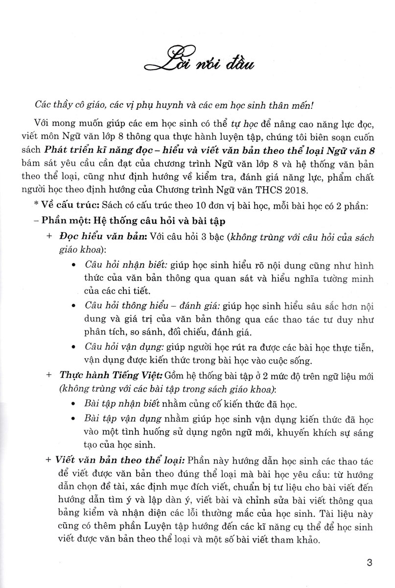phát triển kĩ năng đọc-hiểu và viết văn bản ngữ văn 8 (bám sát sgk cánh diều)