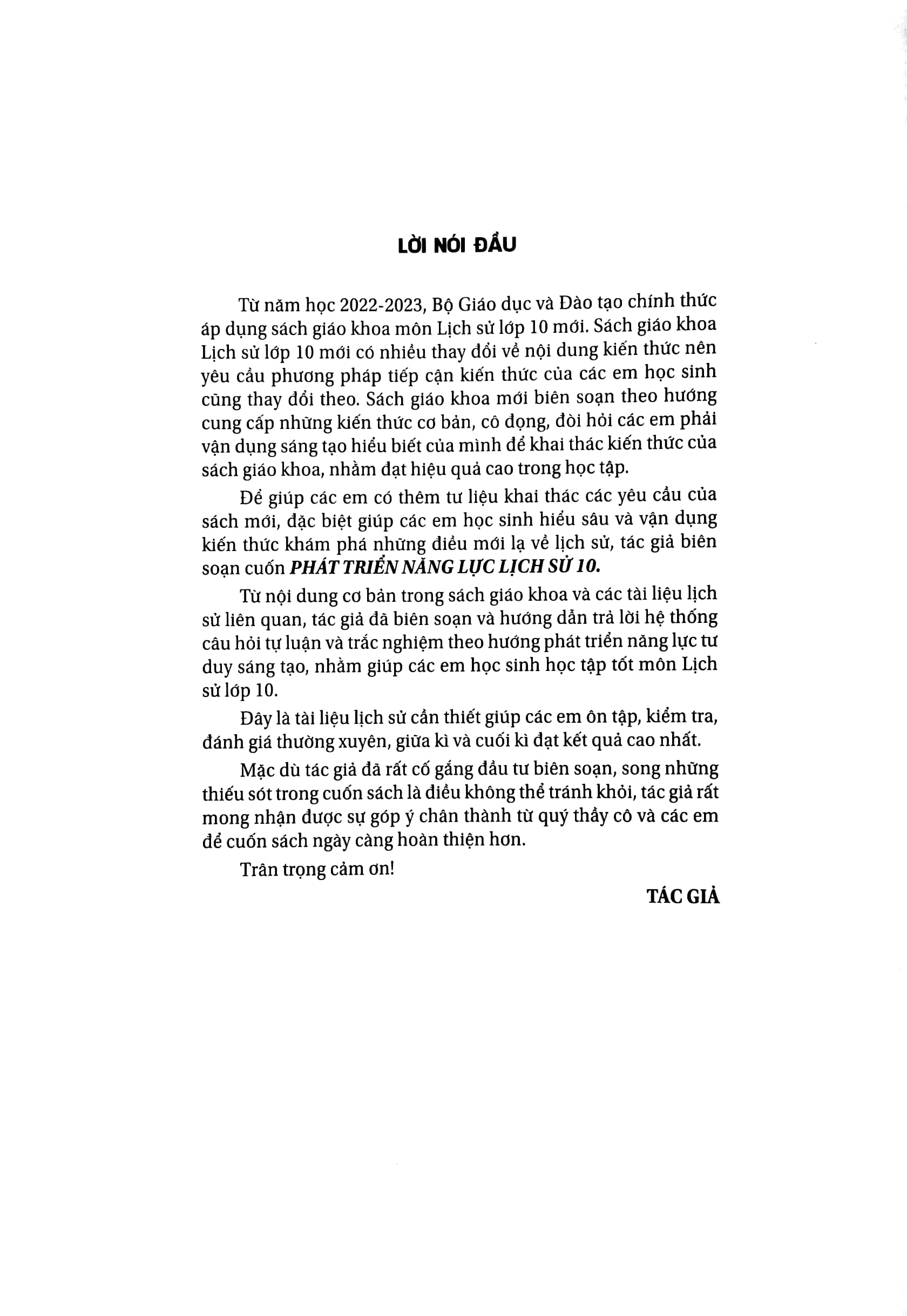phát triển năng lực lịch sử 10 (biên soạn theo chương trình giao dục phổ thông mới)