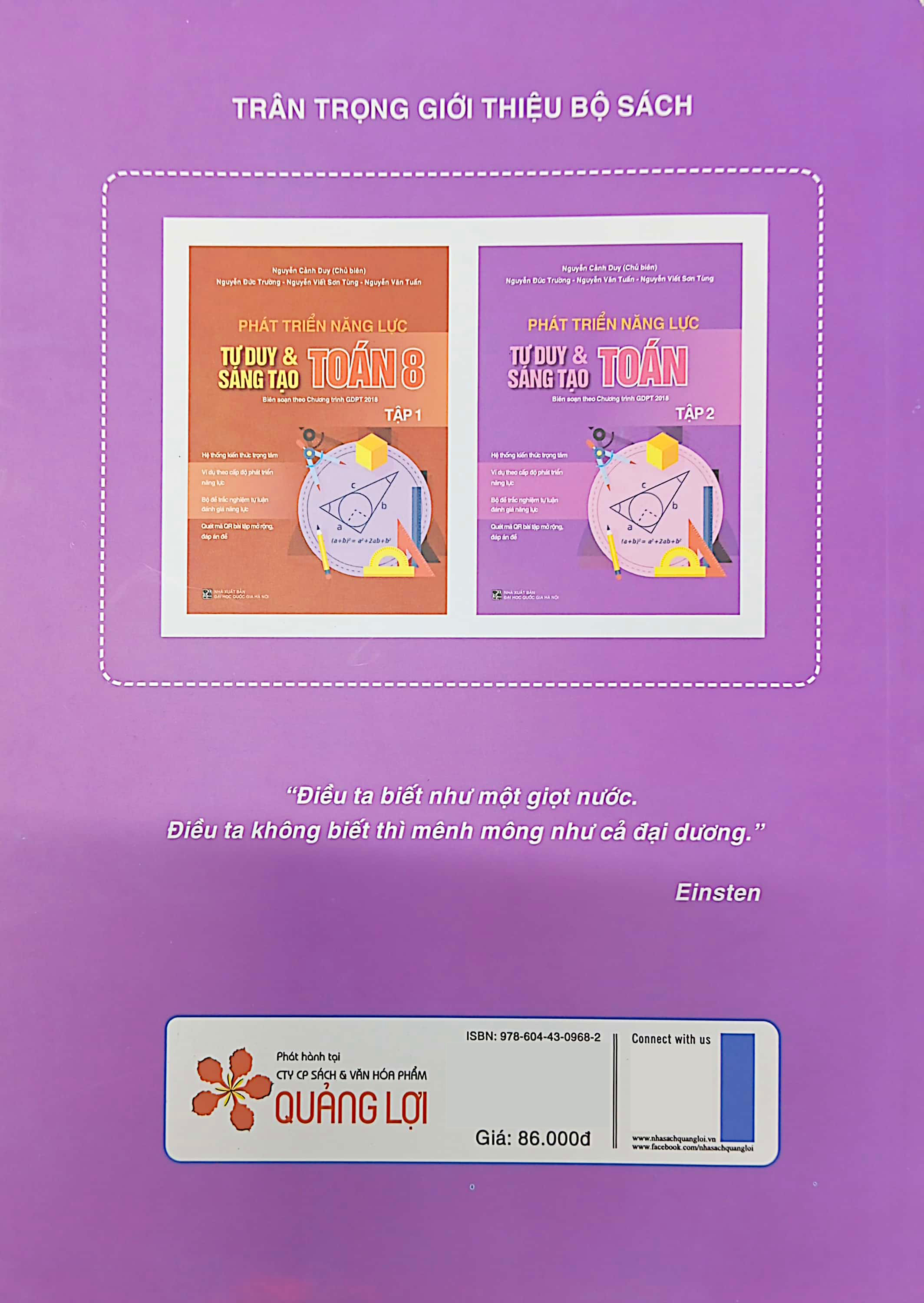 phát triển năng lực tư duy và sáng tạo toán 8 - tập 2 (biên soạn theo chương trình giáo dục phổ thông 2018)