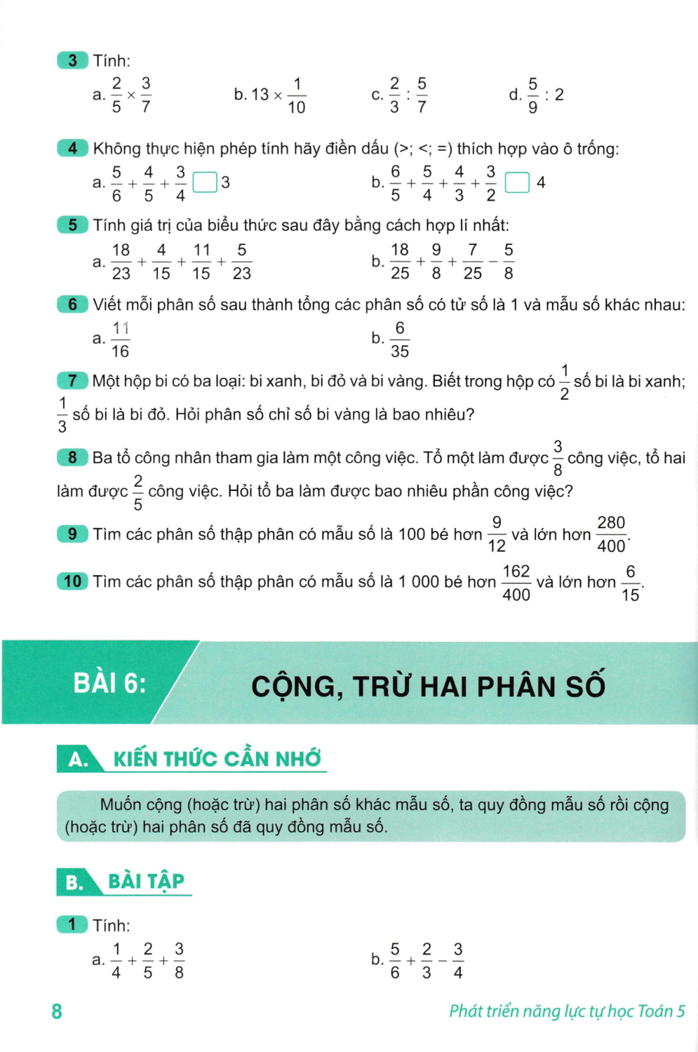 phát triển năng lực tự học toán 5
