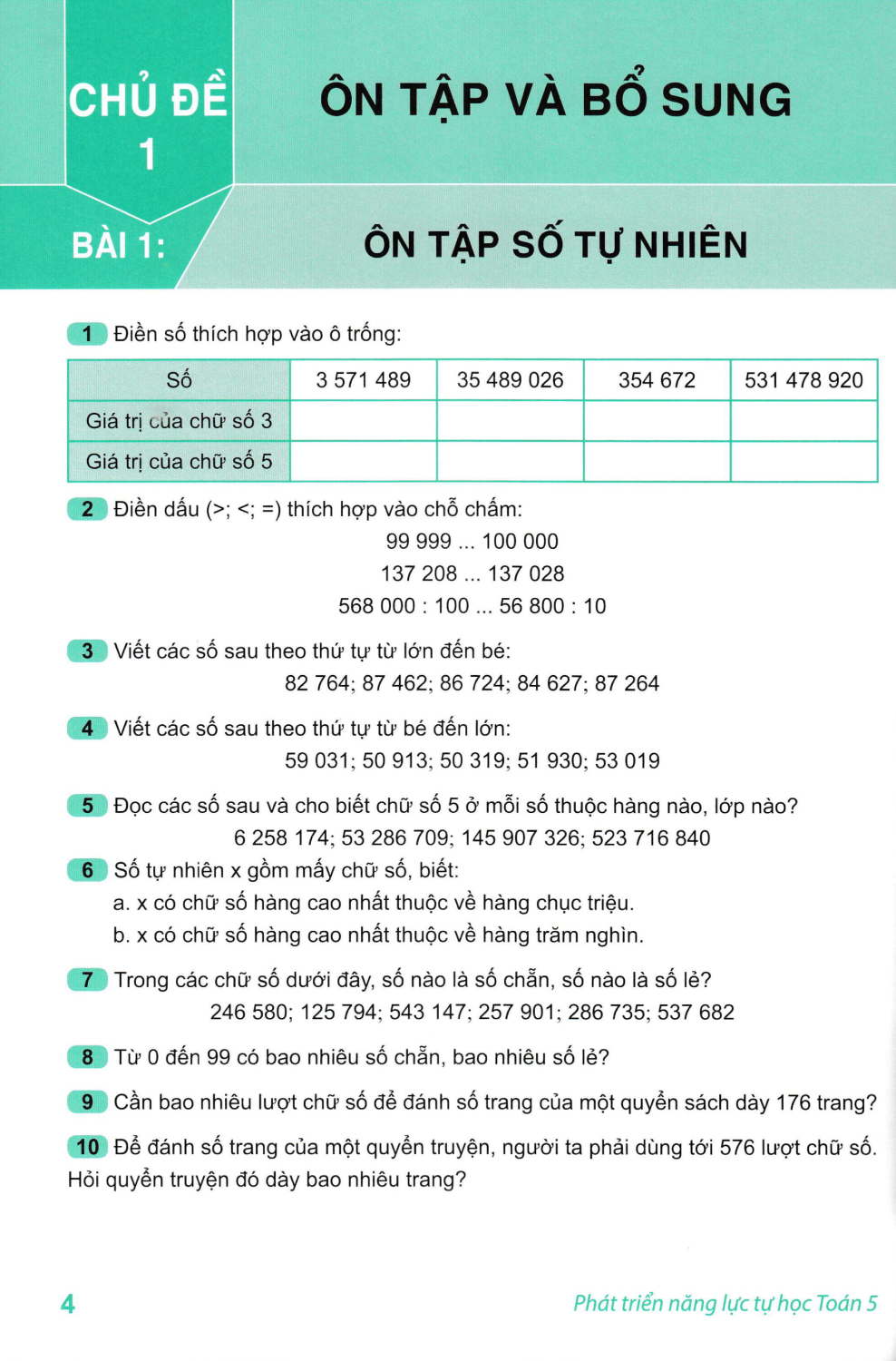 phát triển năng lực tự học toán 5