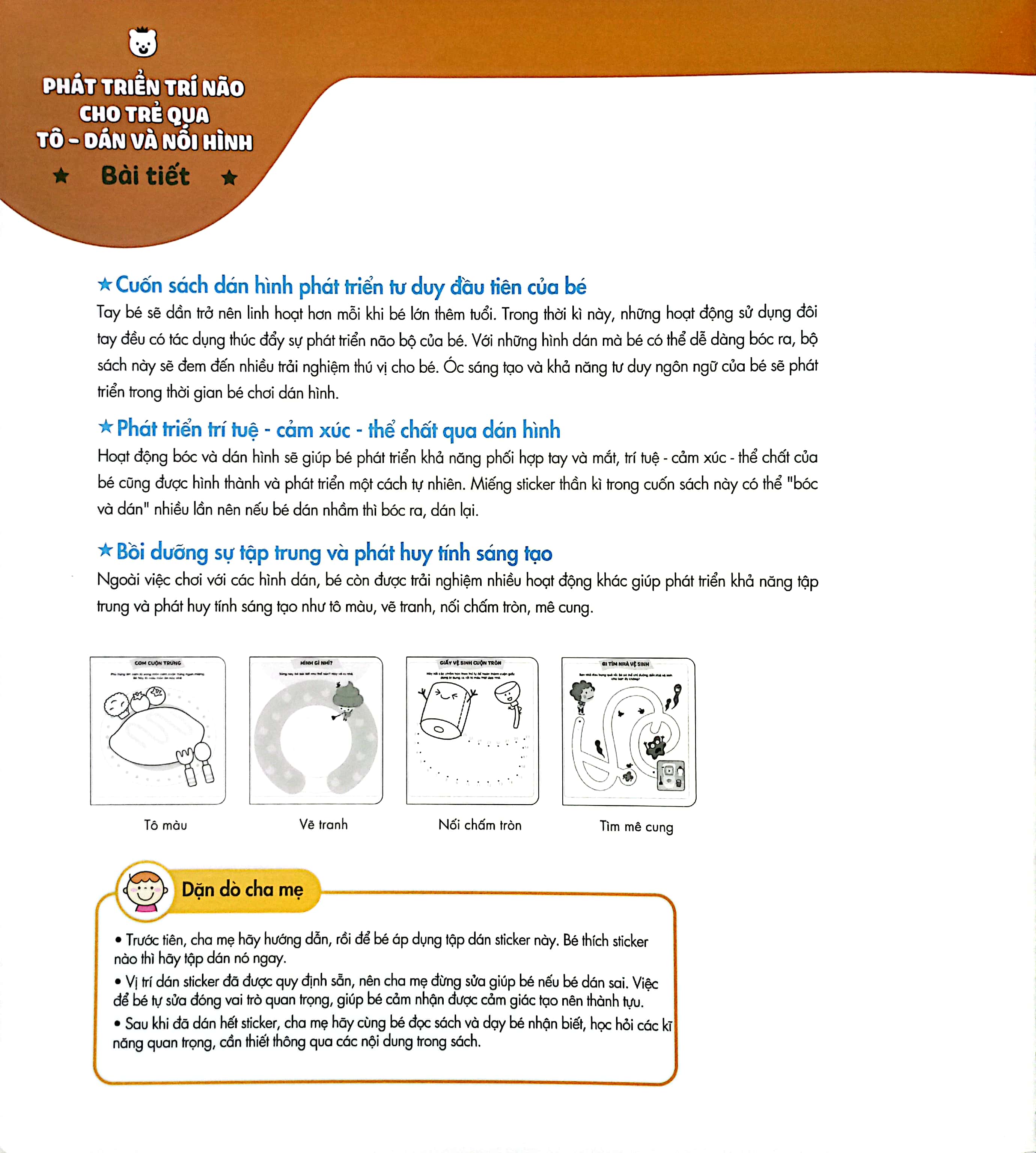 phát triển trí não cho trẻ qua tô - dán và nối hình - bài tiết