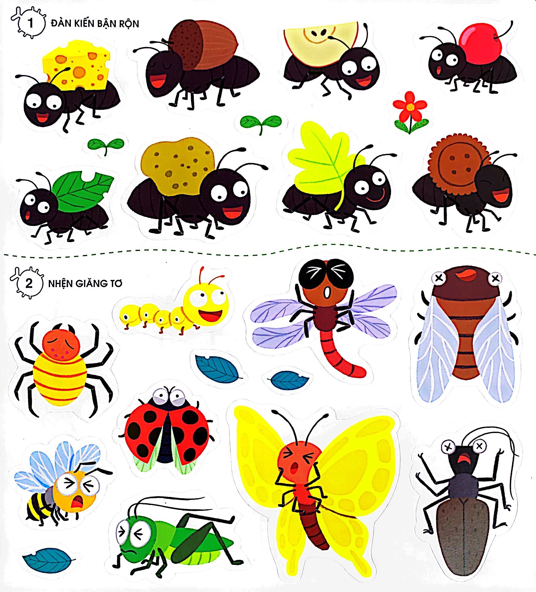 phát triển trí não cho trẻ qua tô-dán và nối hình - côn trùng
