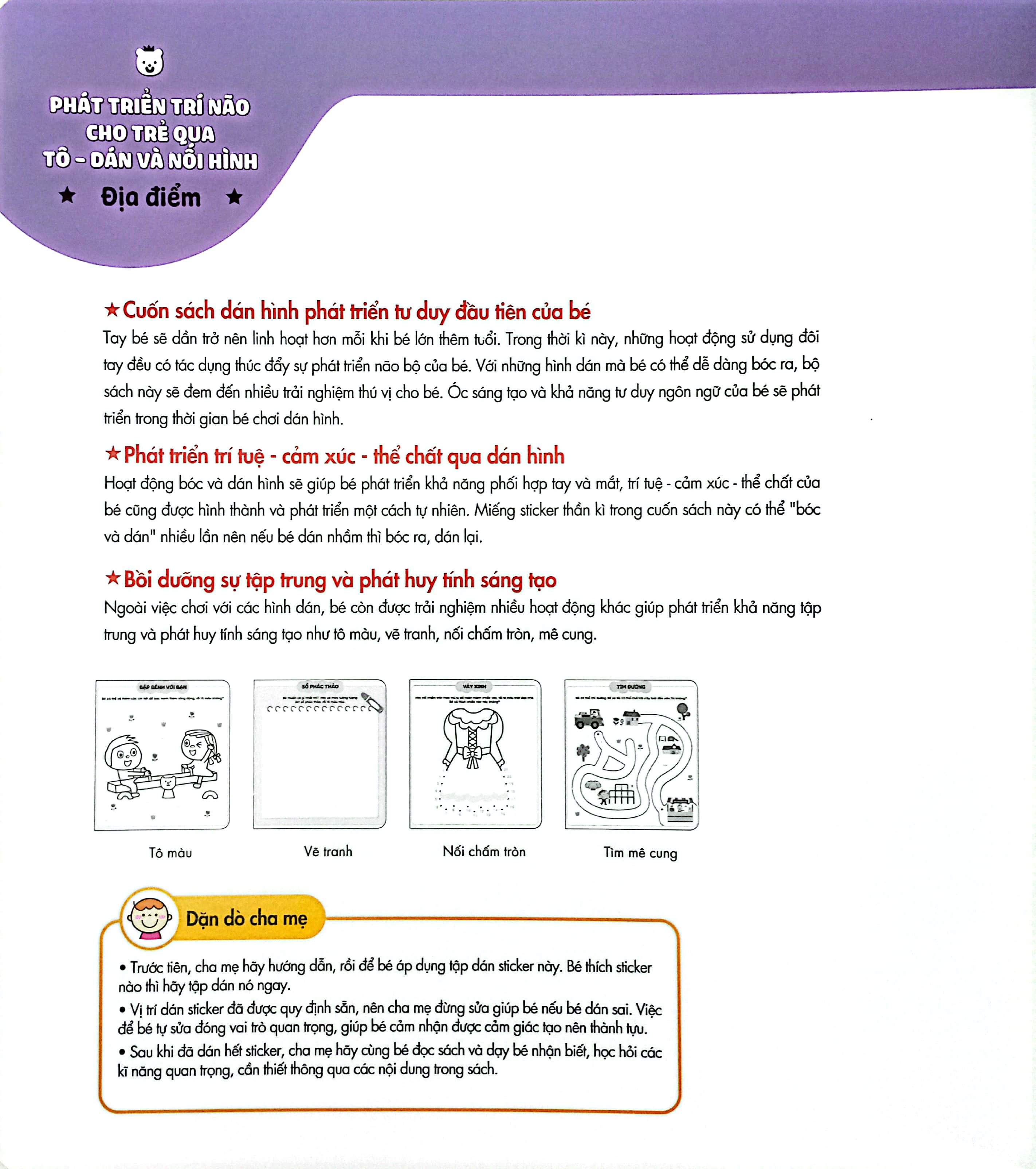 phát triển trí não cho trẻ qua tô - dán và nối hình - địa điểm