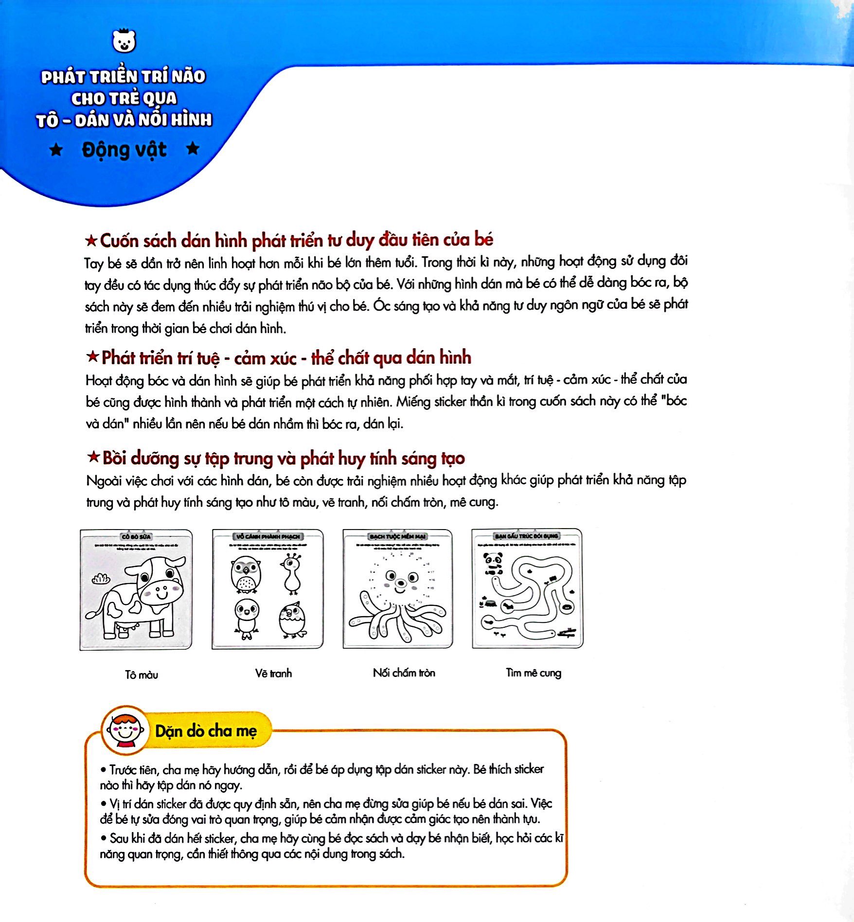phát triển trí não cho trẻ qua tô-dán và nối hình - động vật