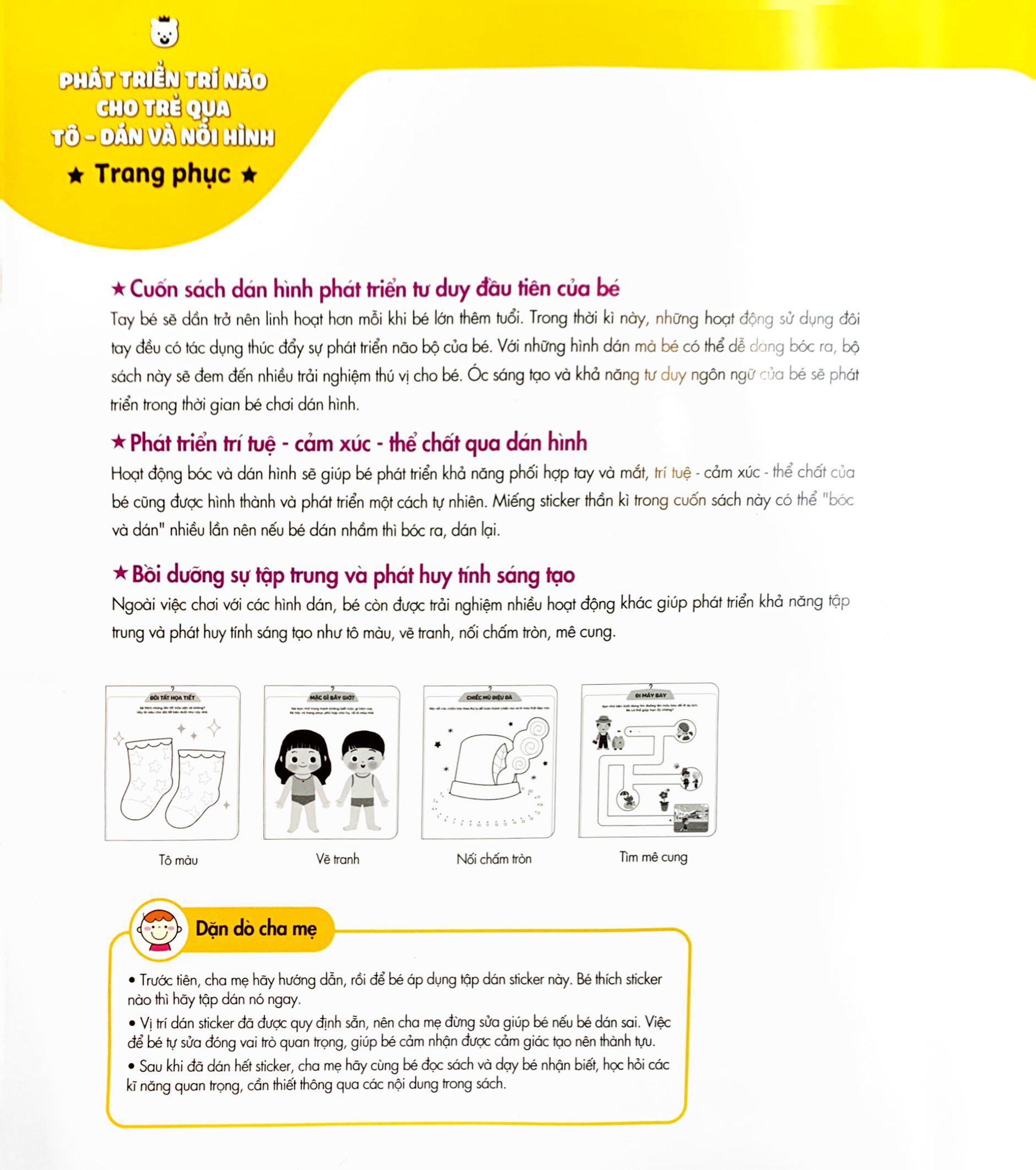 phát triển trí não cho trẻ qua tô-dán và nối hình - trang phục