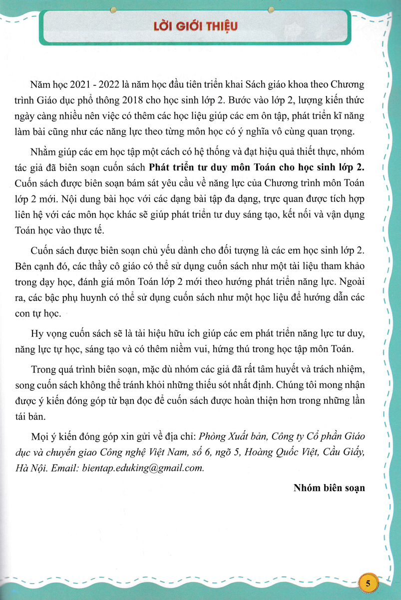 phát triển tư duy môn toán cho học sinh lớp 2