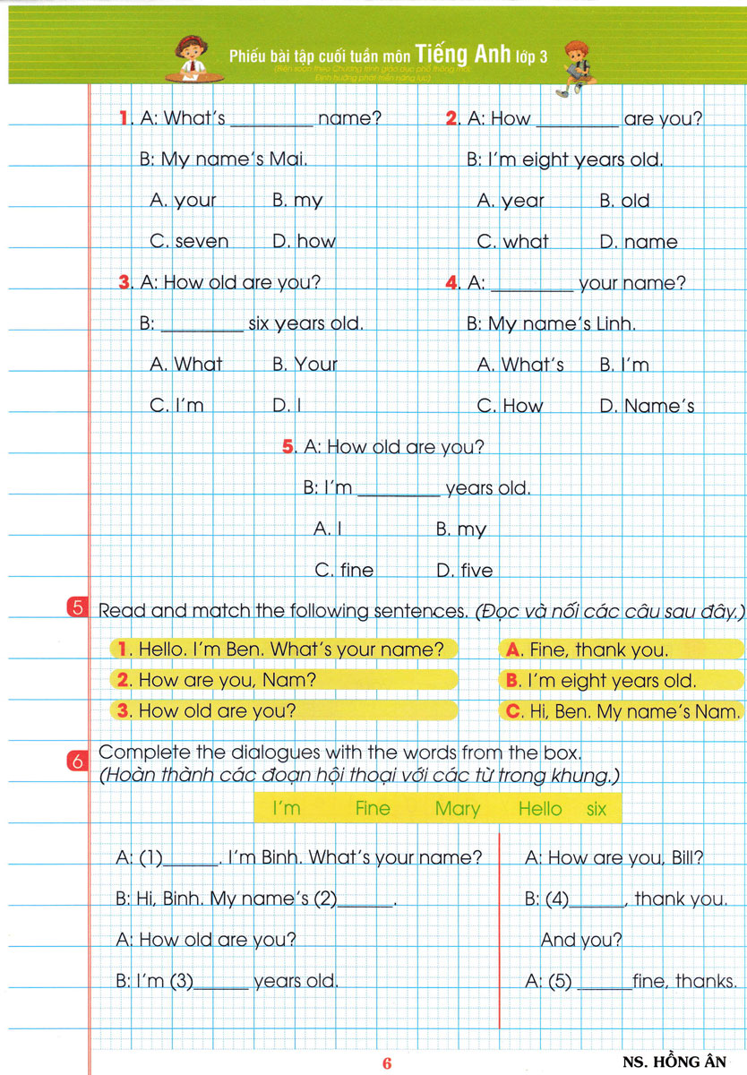 phiếu bài tập cuối tuần môn tiếng anh - lớp 3