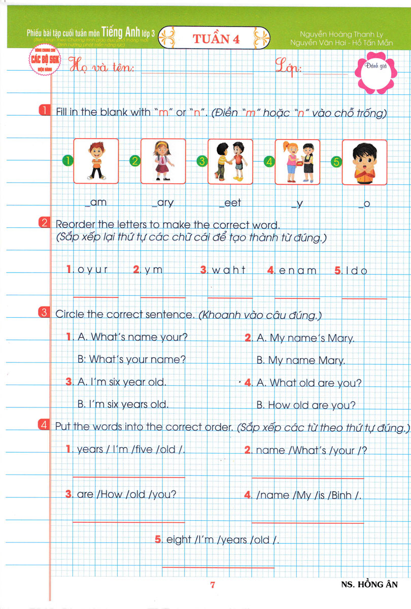 phiếu bài tập cuối tuần môn tiếng anh - lớp 3