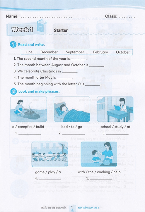 phiếu bài tập cuối tuần môn tiếng anh lớp 5 (kết nối)