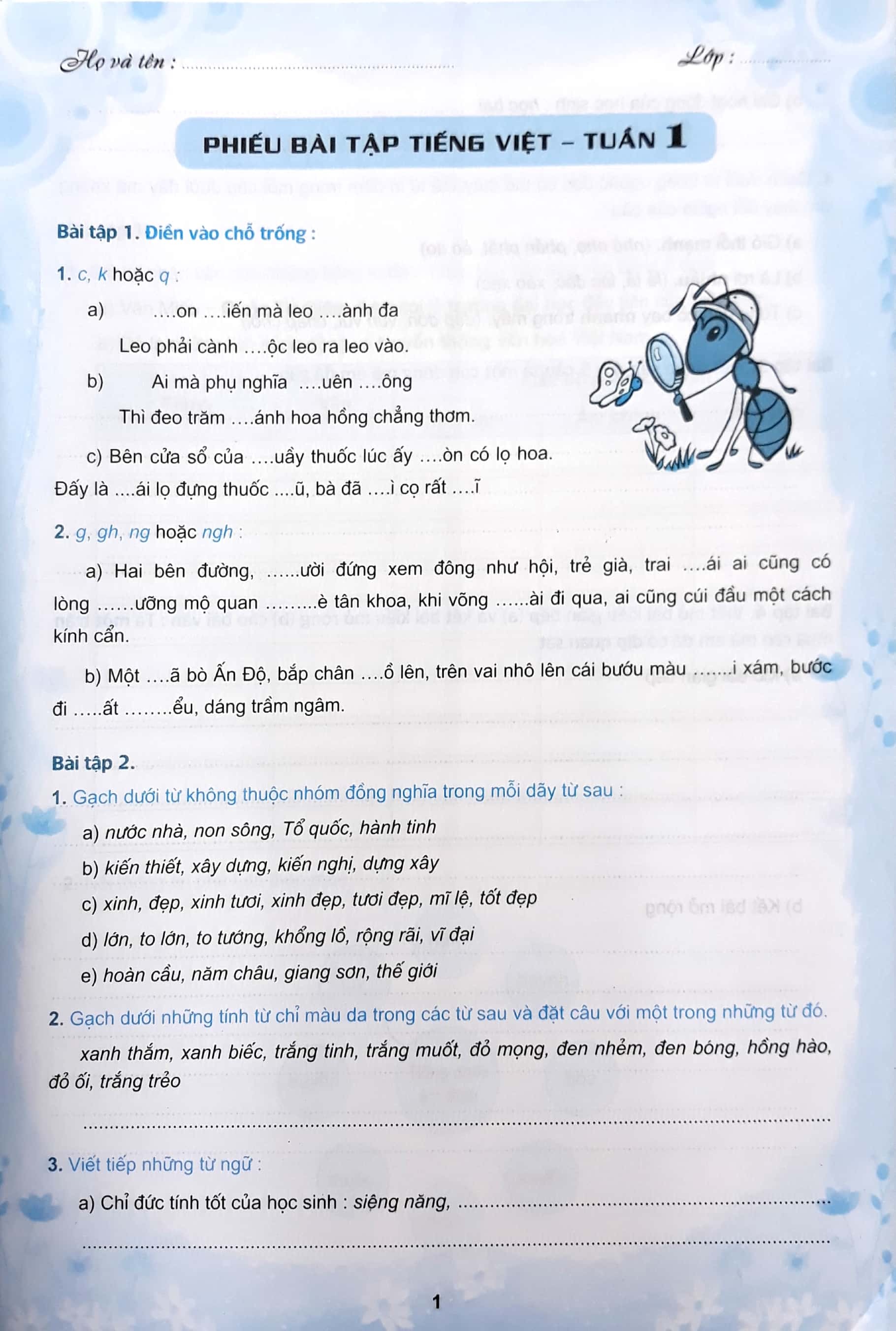 phiếu bài tập cuối tuần môn tiếng việt lớp 5 (2020)