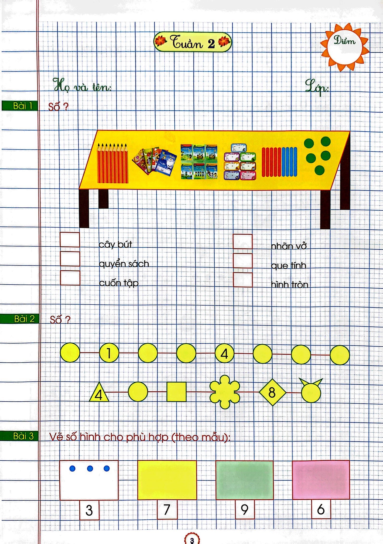 phiếu bài tập cuối tuần - môn toán lớp 1 (biên soạn theo sgk mới)