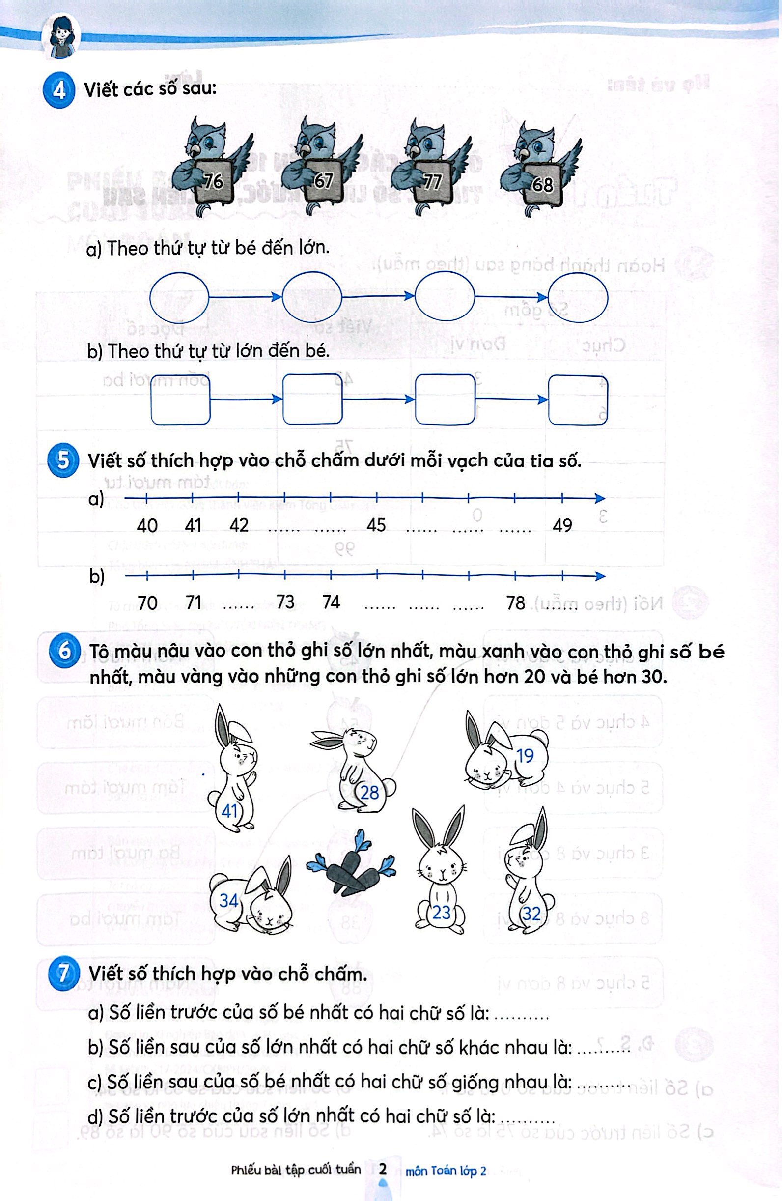 phiếu bài tập cuối tuần môn toán lớp 2 (kết nối)