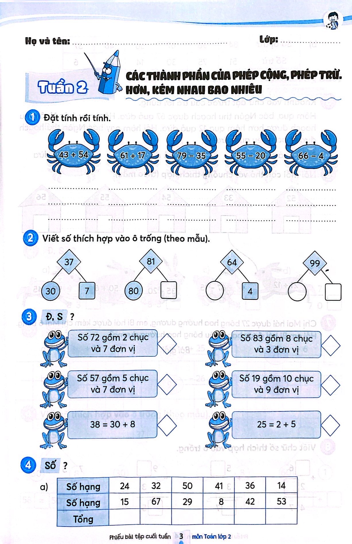 phiếu bài tập cuối tuần môn toán lớp 2 (kết nối)