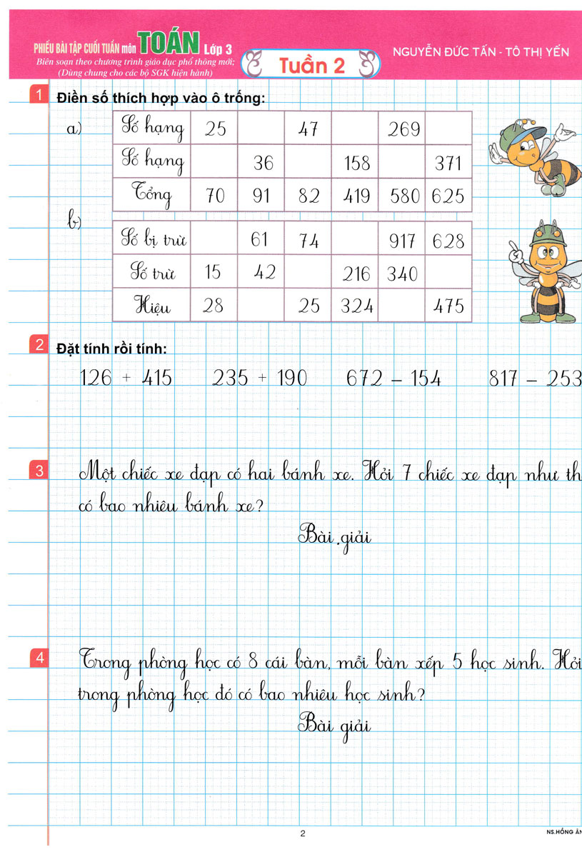 phiếu bài tập cuối tuần môn toán - lớp 3