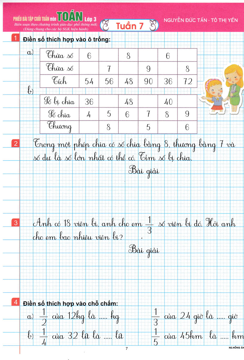 phiếu bài tập cuối tuần môn toán - lớp 3