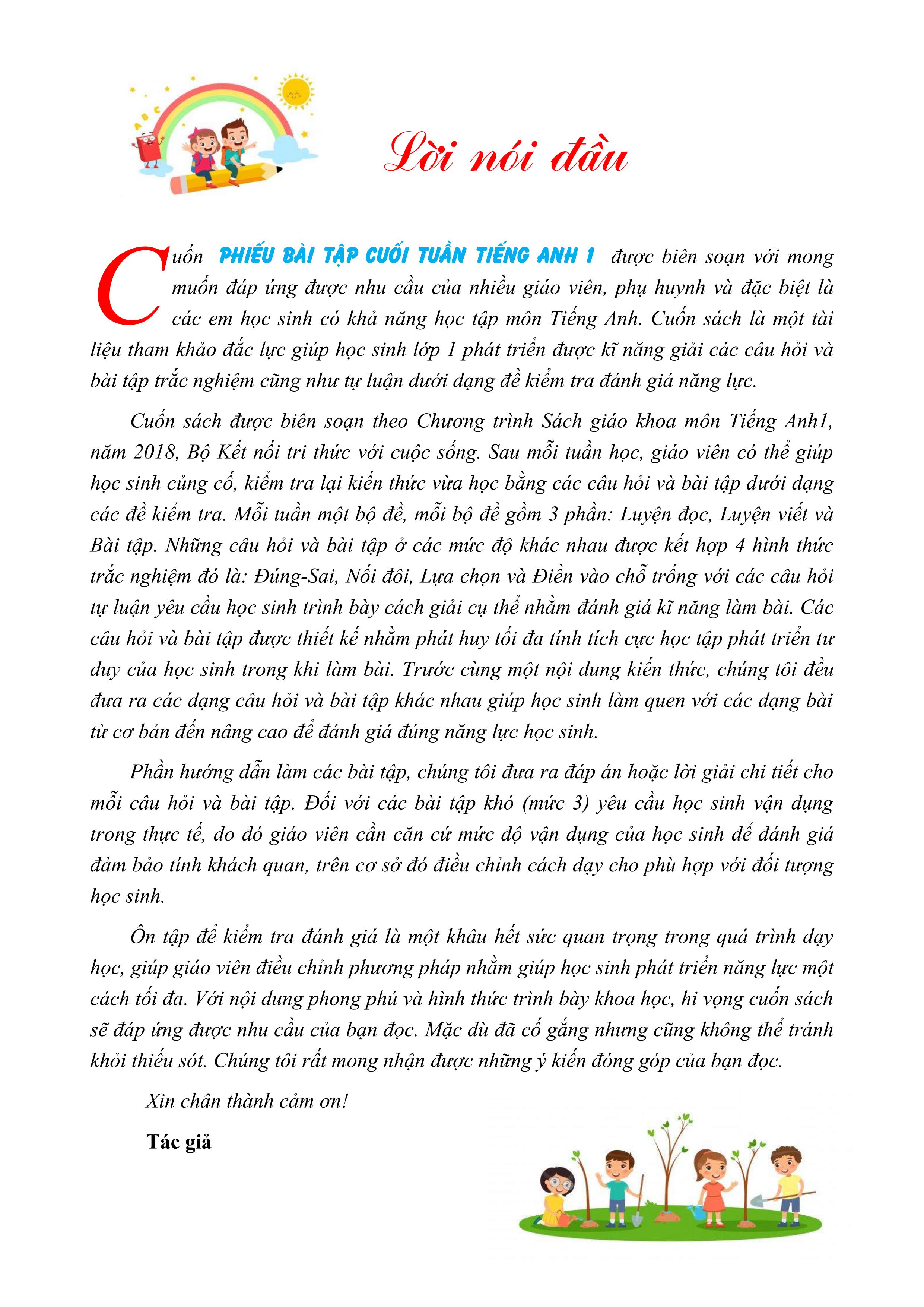 phiếu bài tập cuối tuần tiếng anh 1