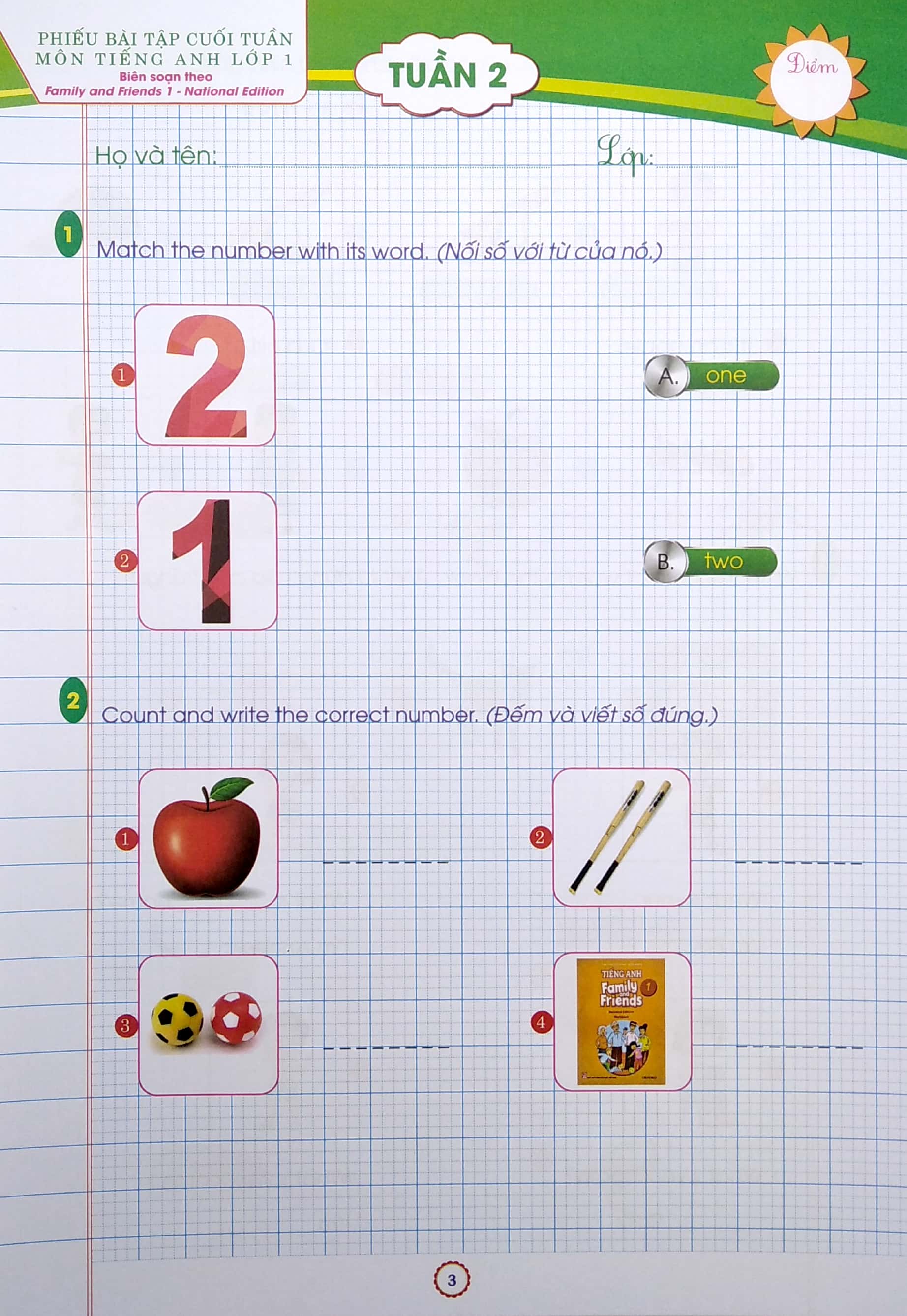 phiếu bài tập cuối tuần tiếng anh 1 (theo family and friends 1 - national edition)