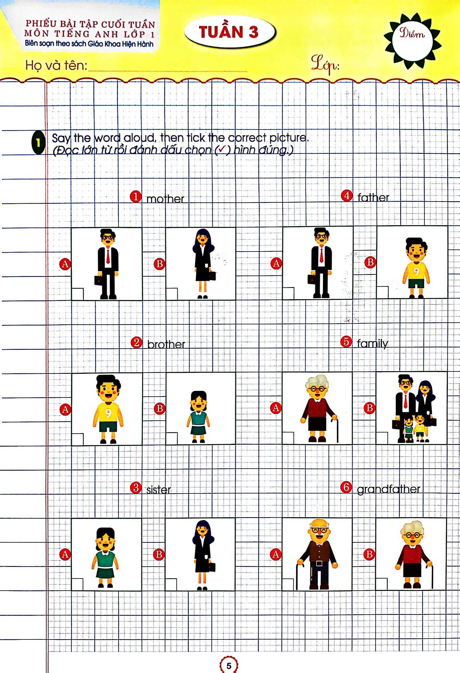 phiếu bài tập cuối tuần - tiếng anh lớp 1 (biên soạn theo sgk mới hiện hành)