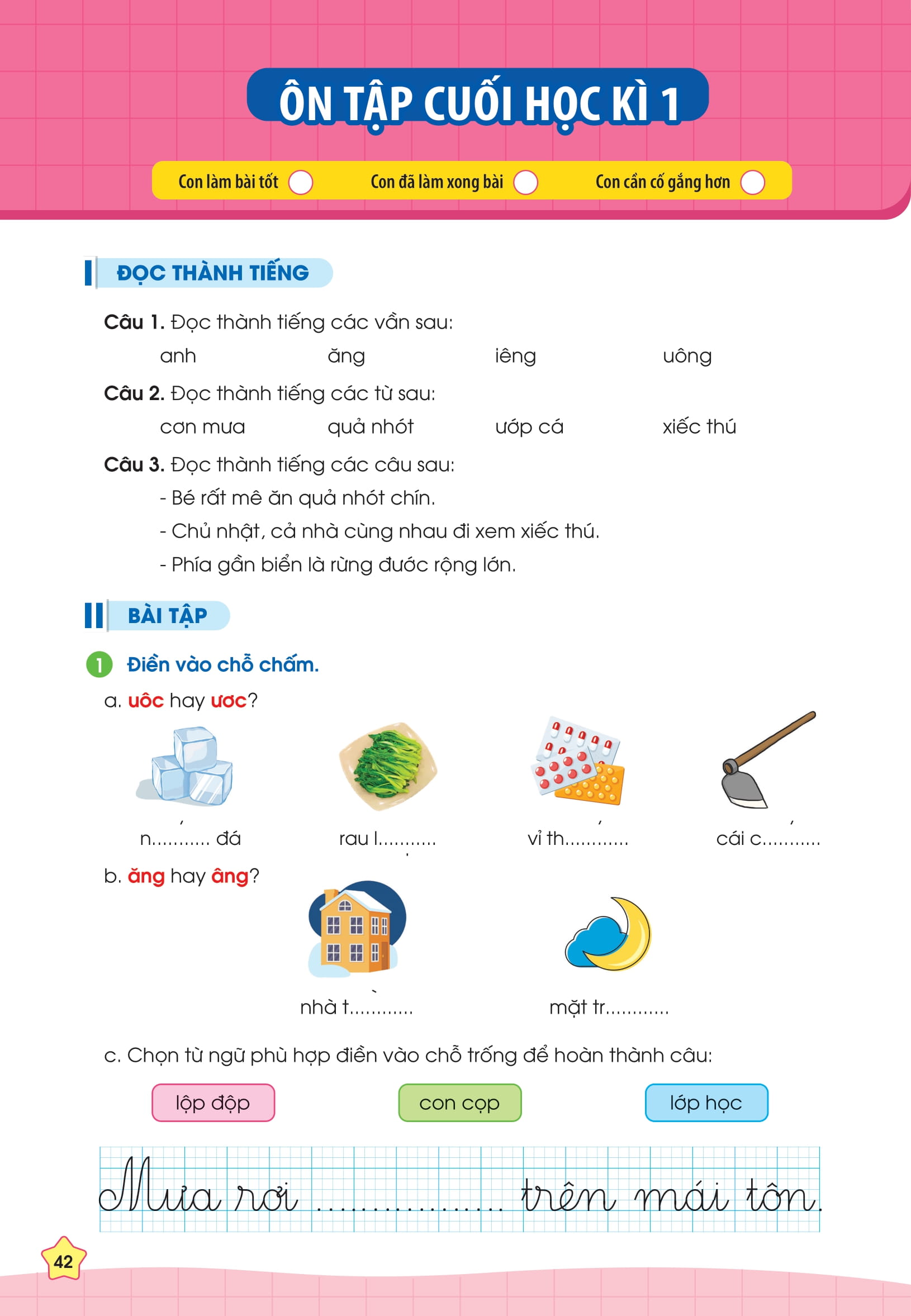 phiếu bài tập cuối tuần tiếng việt 1