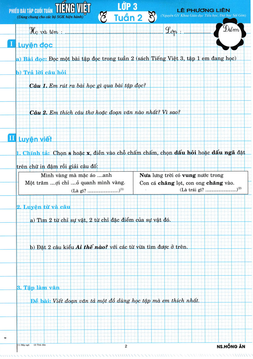 phiếu bài tập cuối tuần tiếng việt - lớp 3