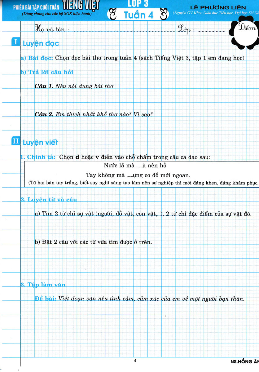 phiếu bài tập cuối tuần tiếng việt - lớp 3