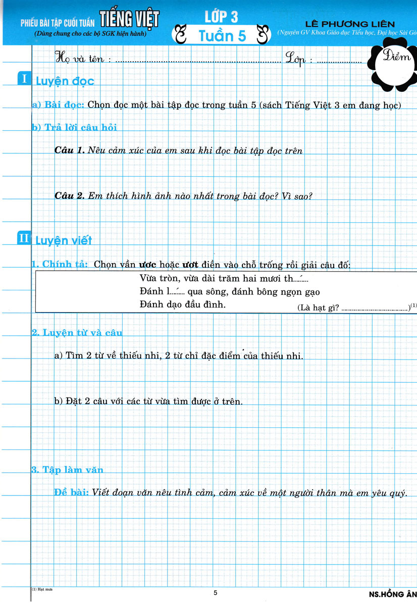 phiếu bài tập cuối tuần tiếng việt - lớp 3