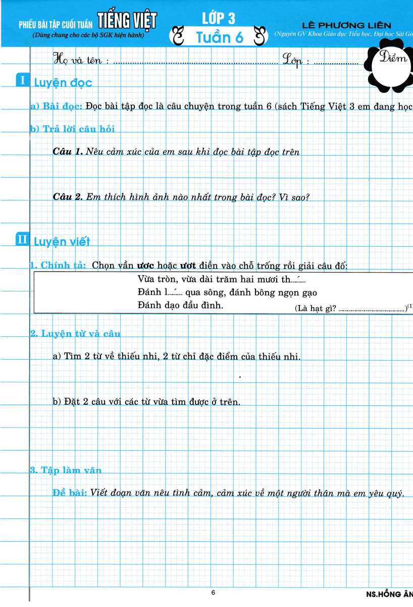 phiếu bài tập cuối tuần tiếng việt - lớp 3
