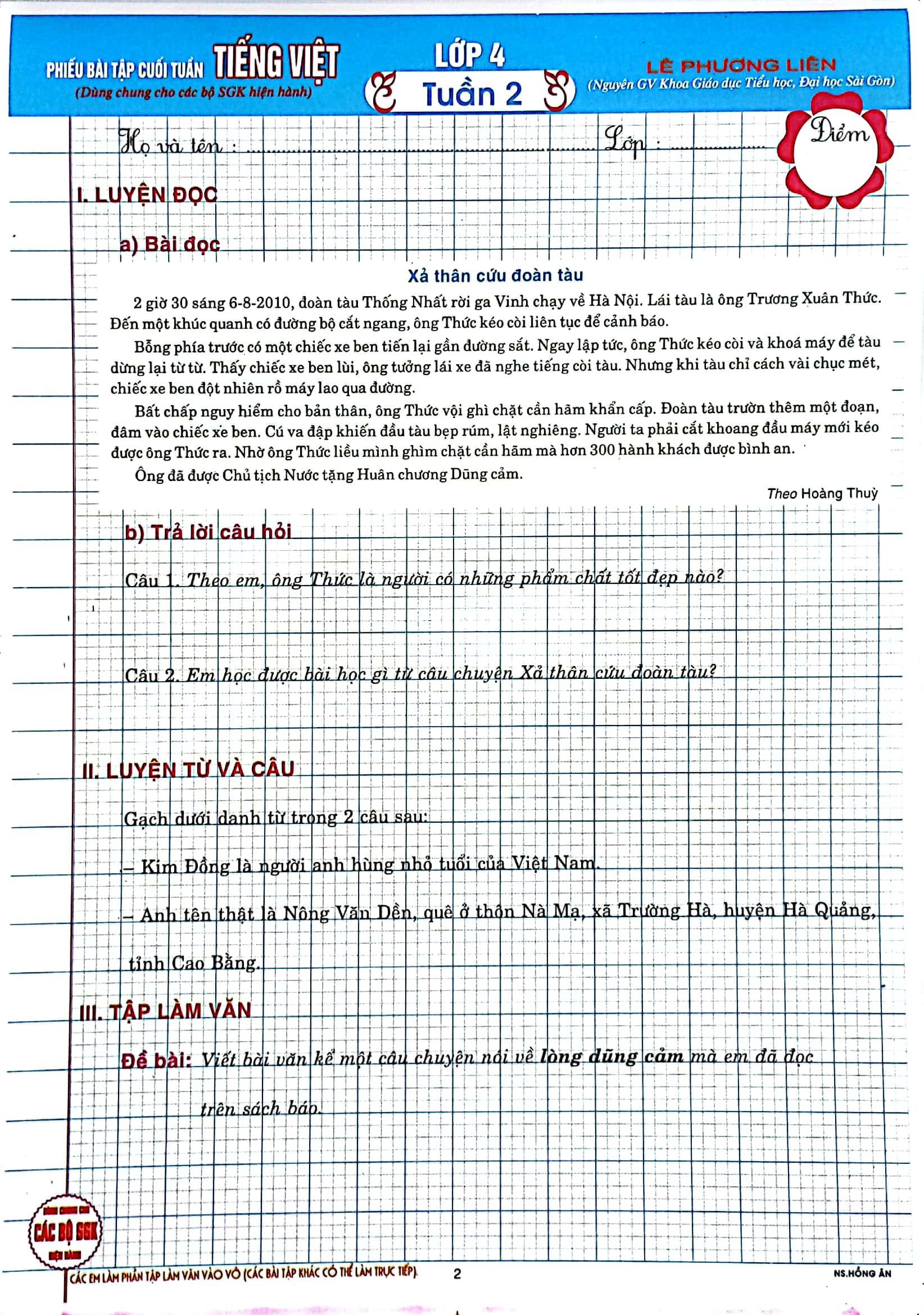 phiếu bài tập cuối tuần tiếng việt lớp 4