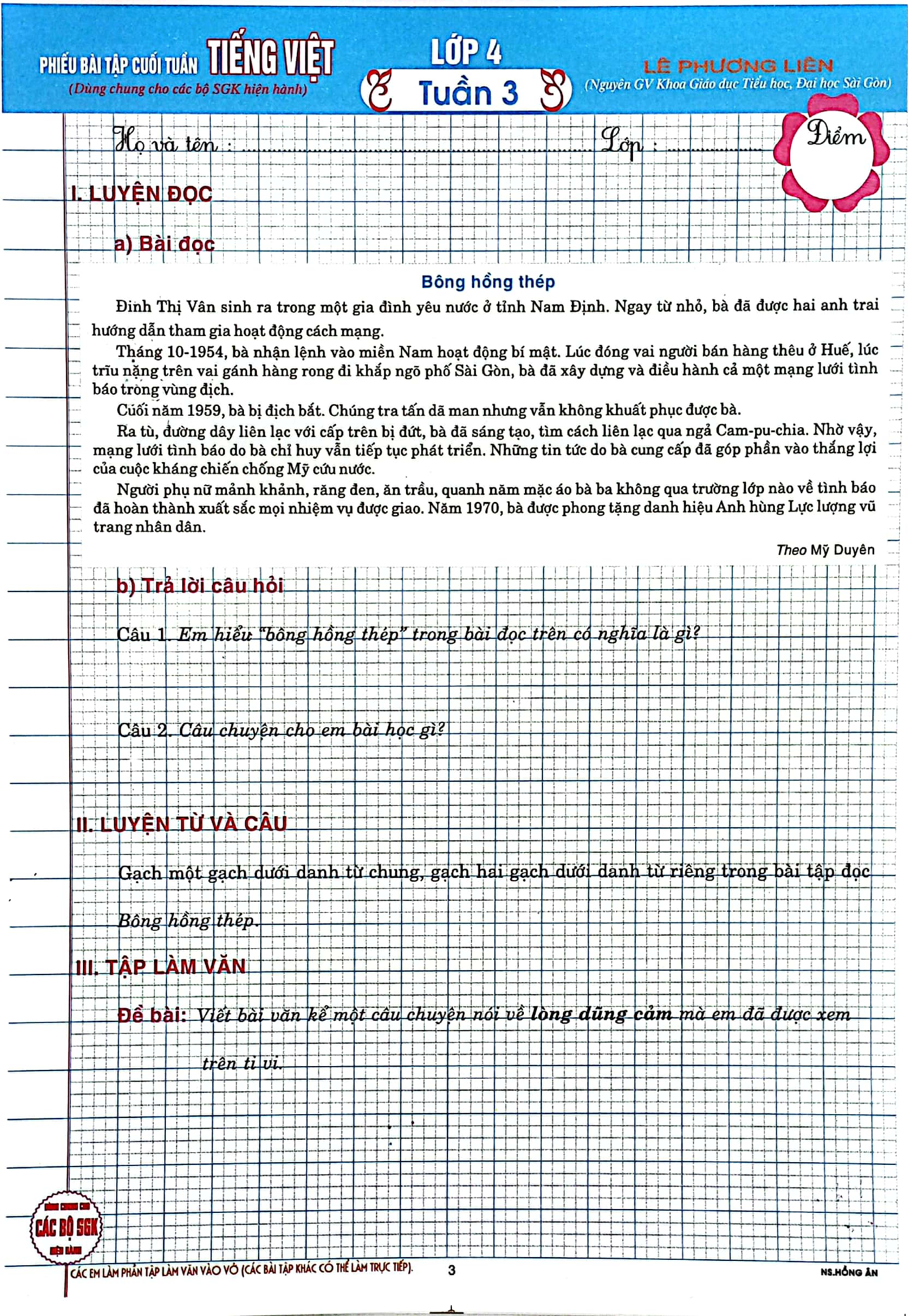 phiếu bài tập cuối tuần tiếng việt lớp 4