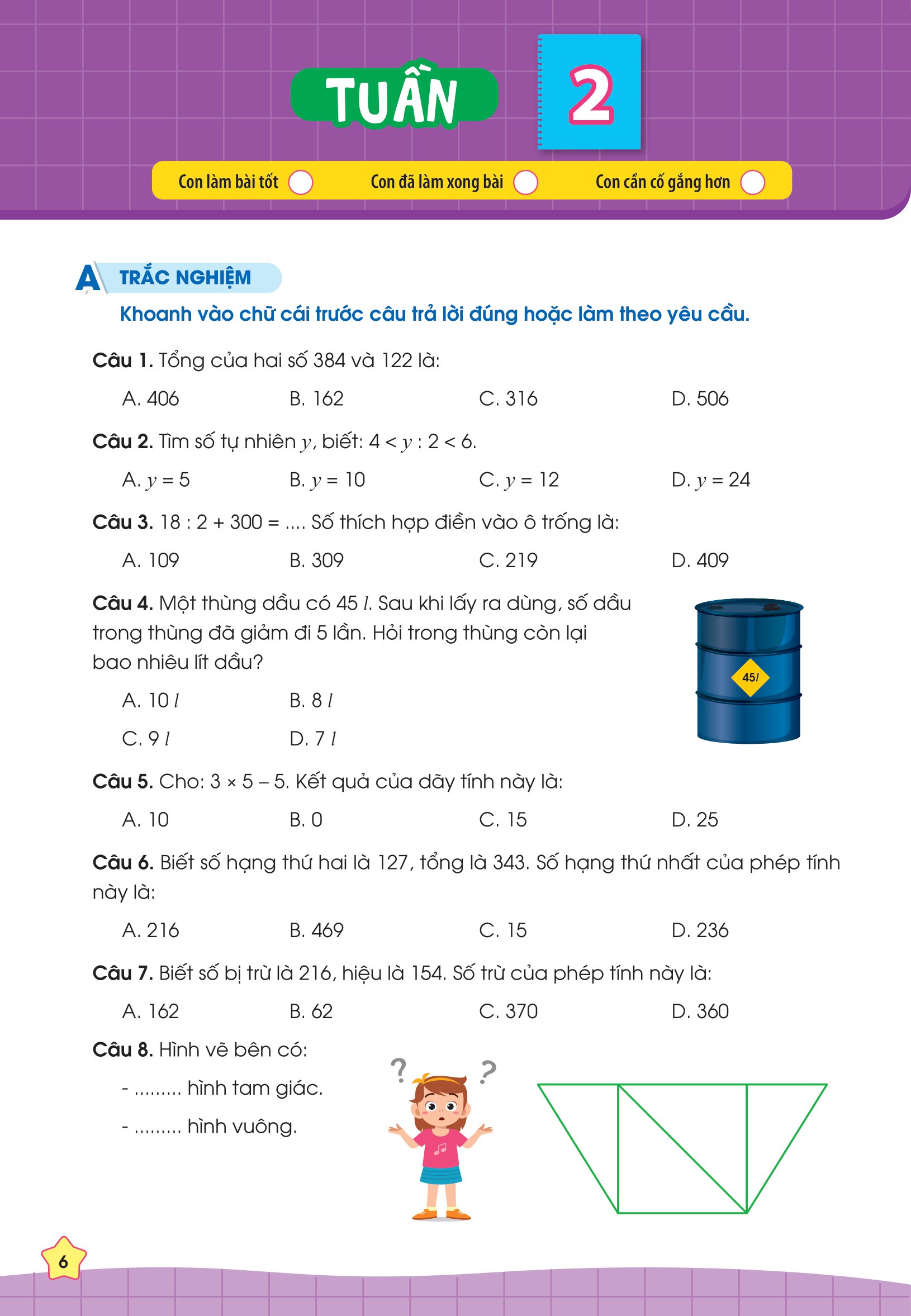phiếu bài tập cuối tuần toán 3