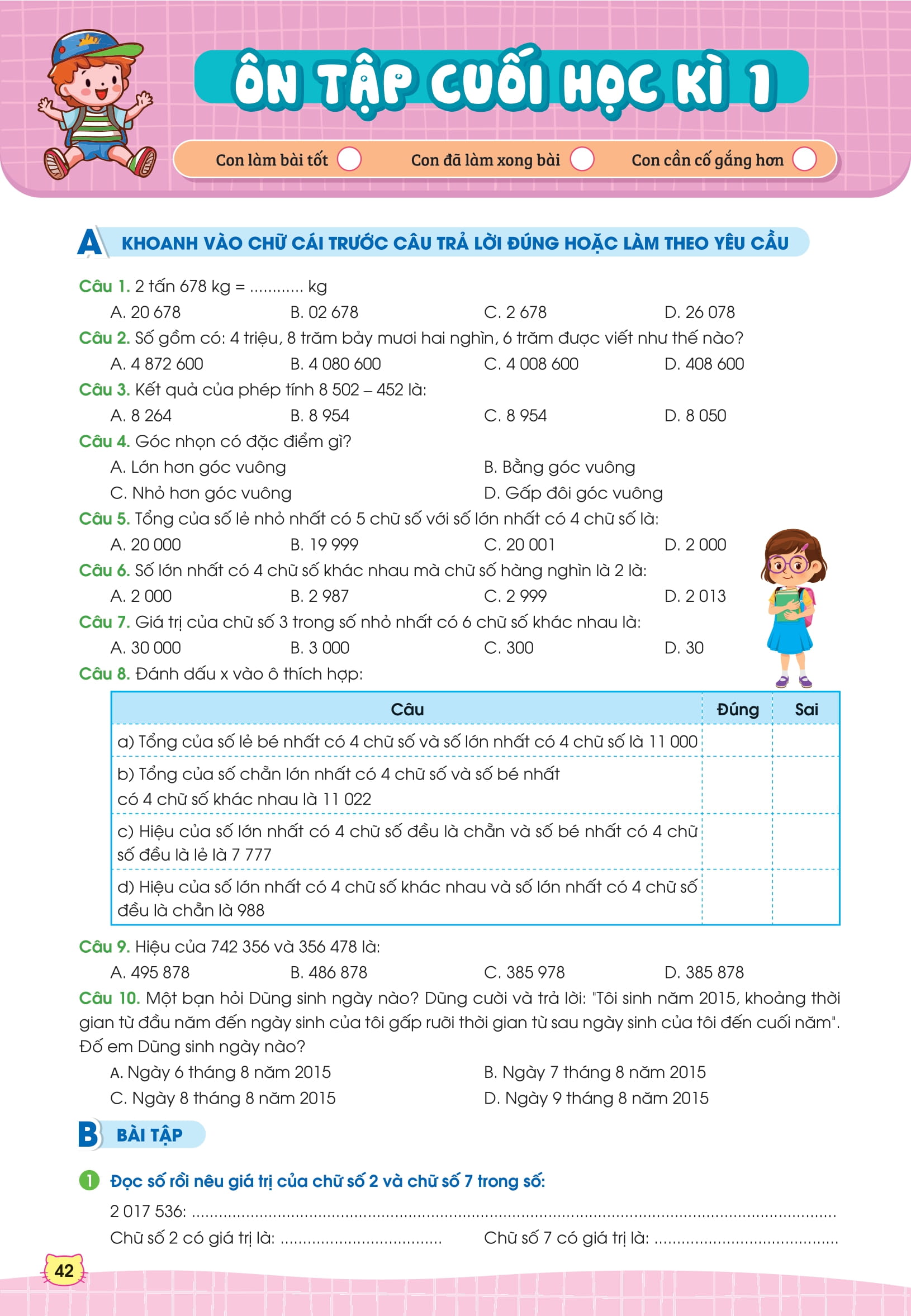 phiếu bài tập cuối tuần toán 4
