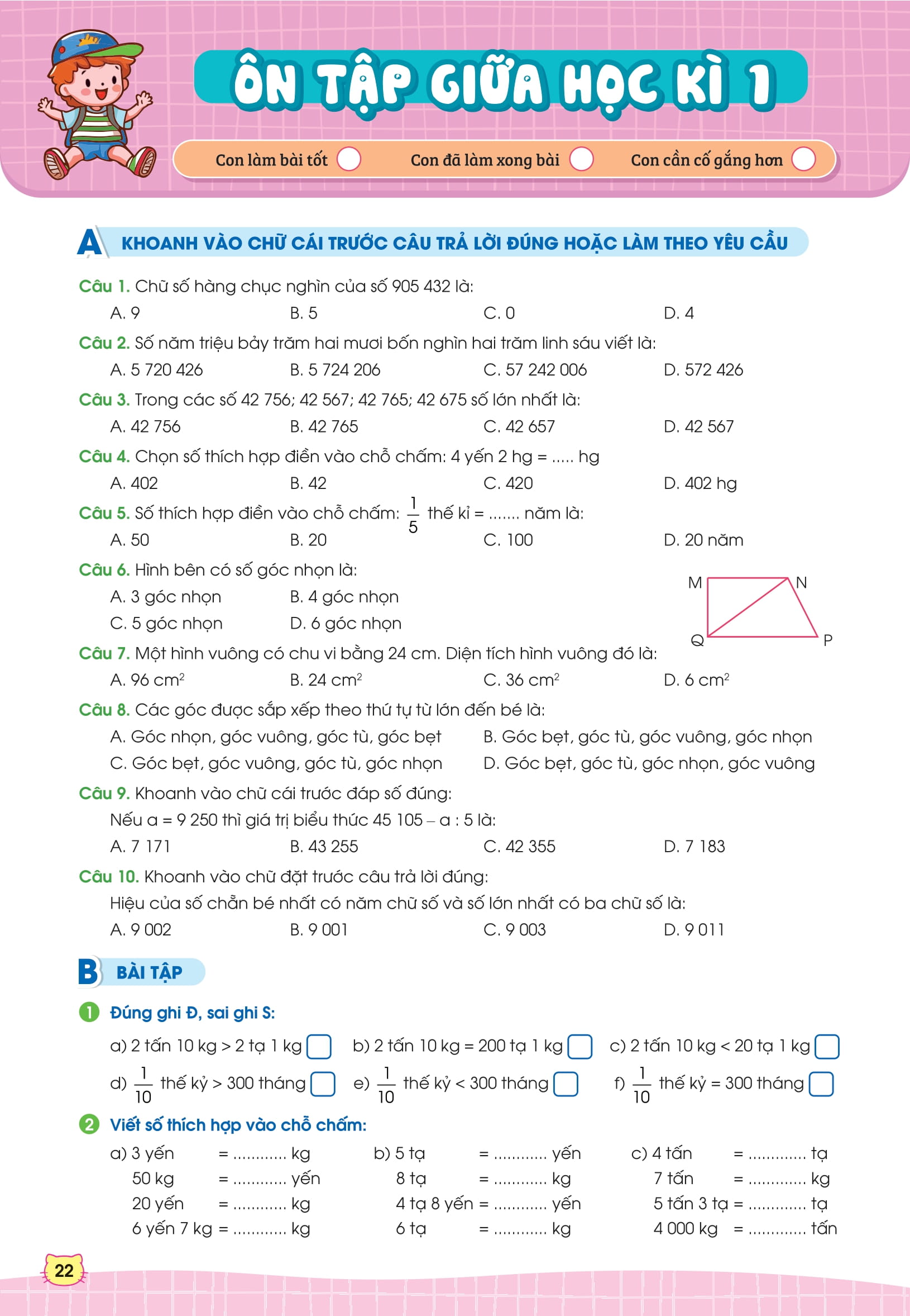 phiếu bài tập cuối tuần toán 4