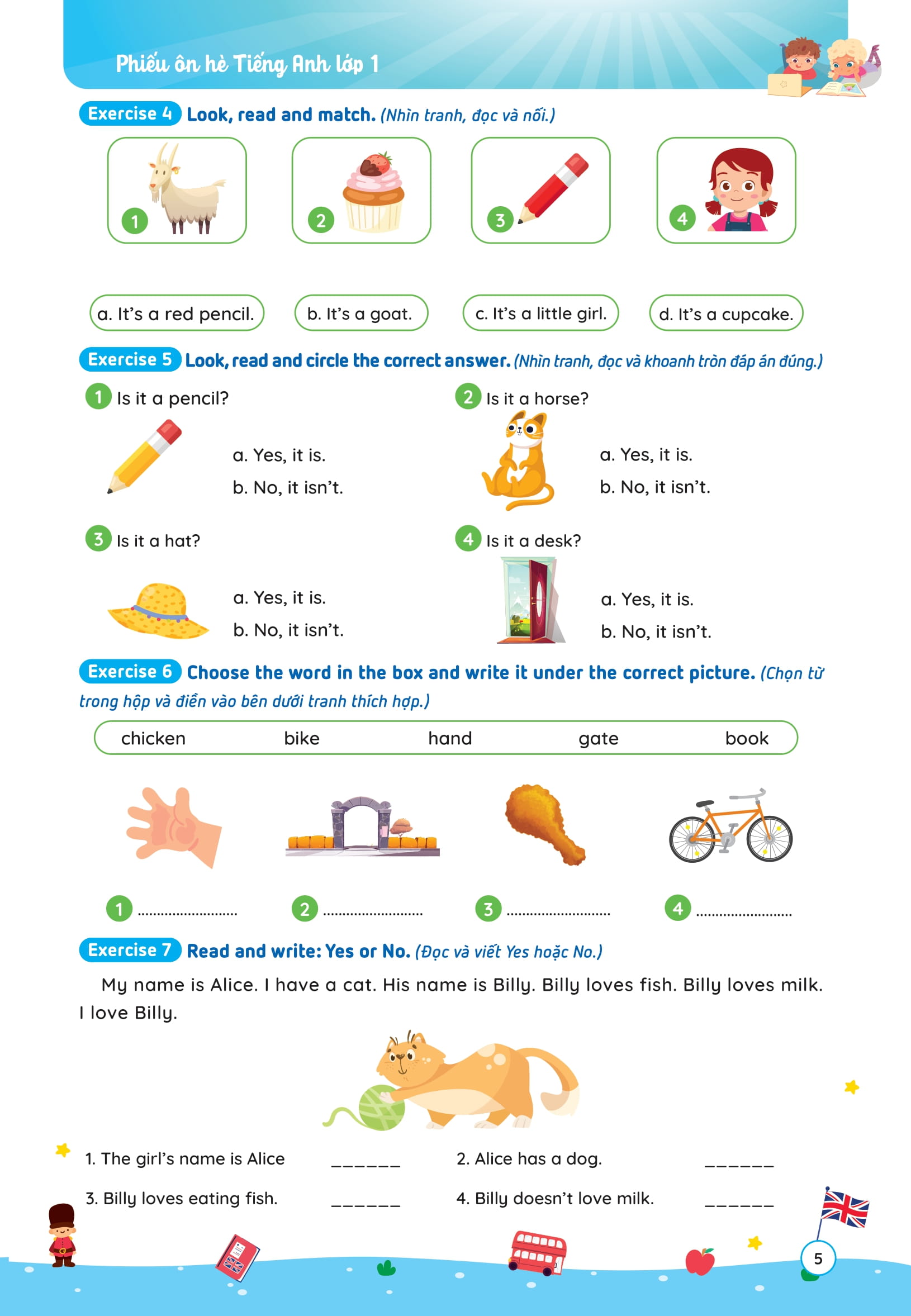 Phieu On He Tieng Anh Lop 1